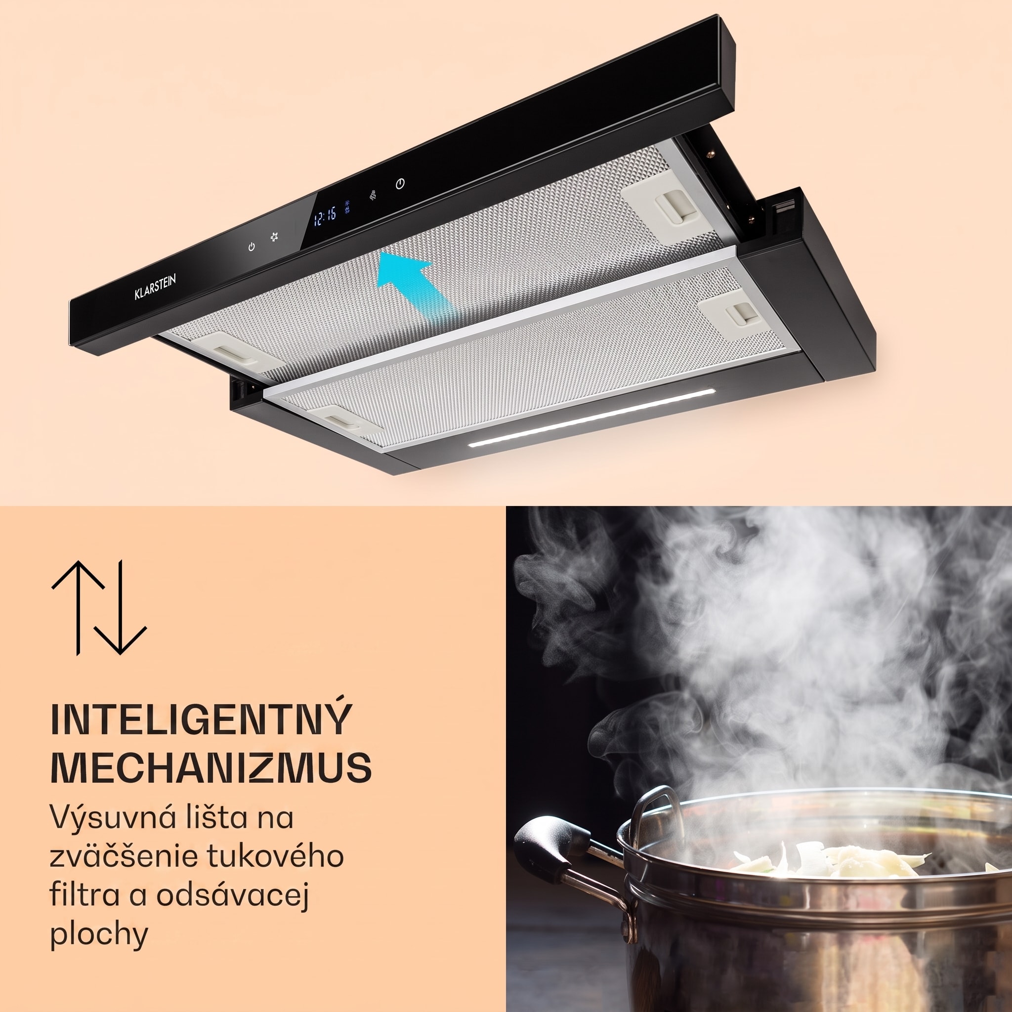 Klarstein Mariana Neo 60, plochý digestor, 60 cm, 547 m³/h, odsávanie vzduchu, LED – Obrázok 5