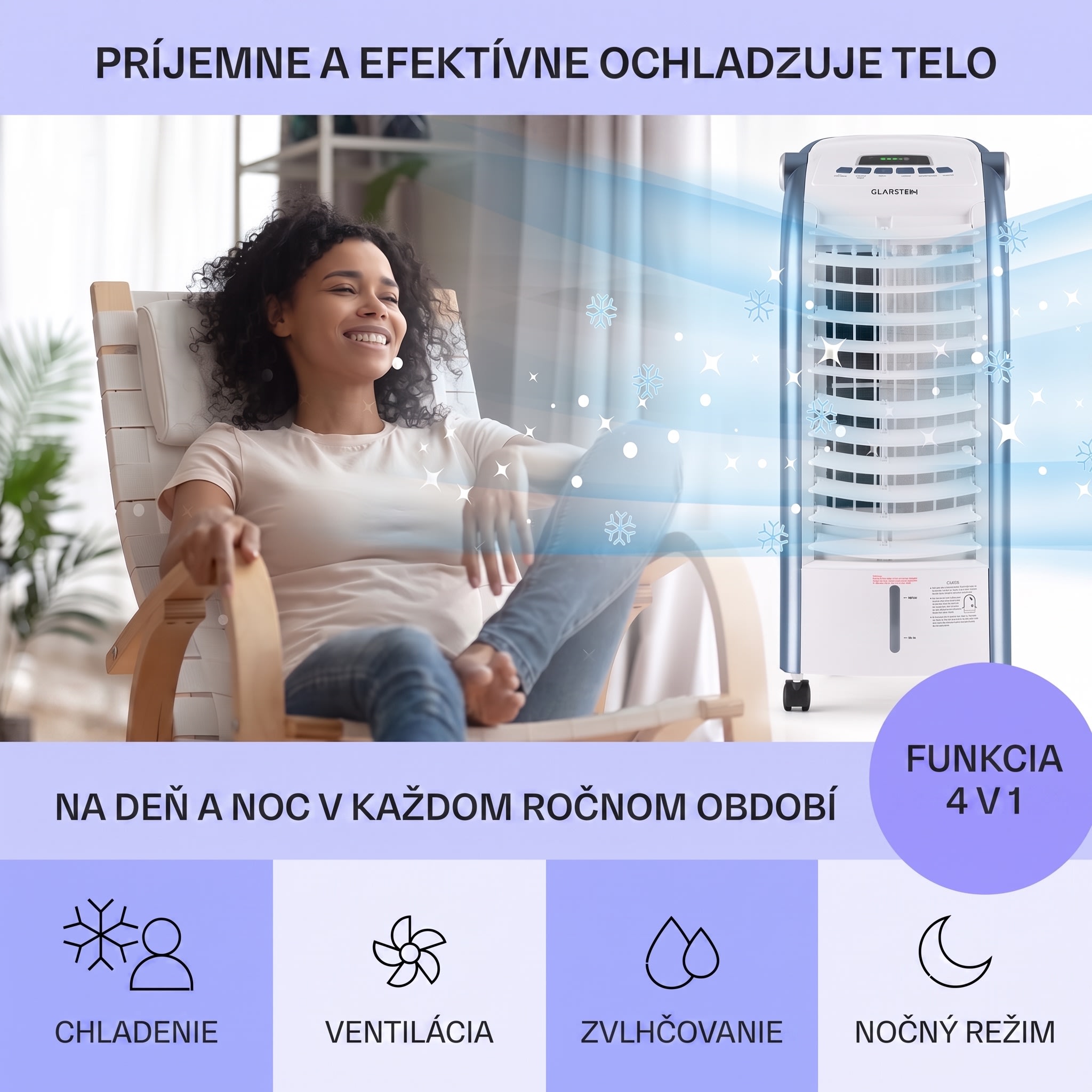 Klarstein Maxfresh, 3 v 1 ochladzovač vzduchu, ventilátor, 65 W, 6 l, diaľkový ovládač, 2 x chladiaci box – Obrázok 2