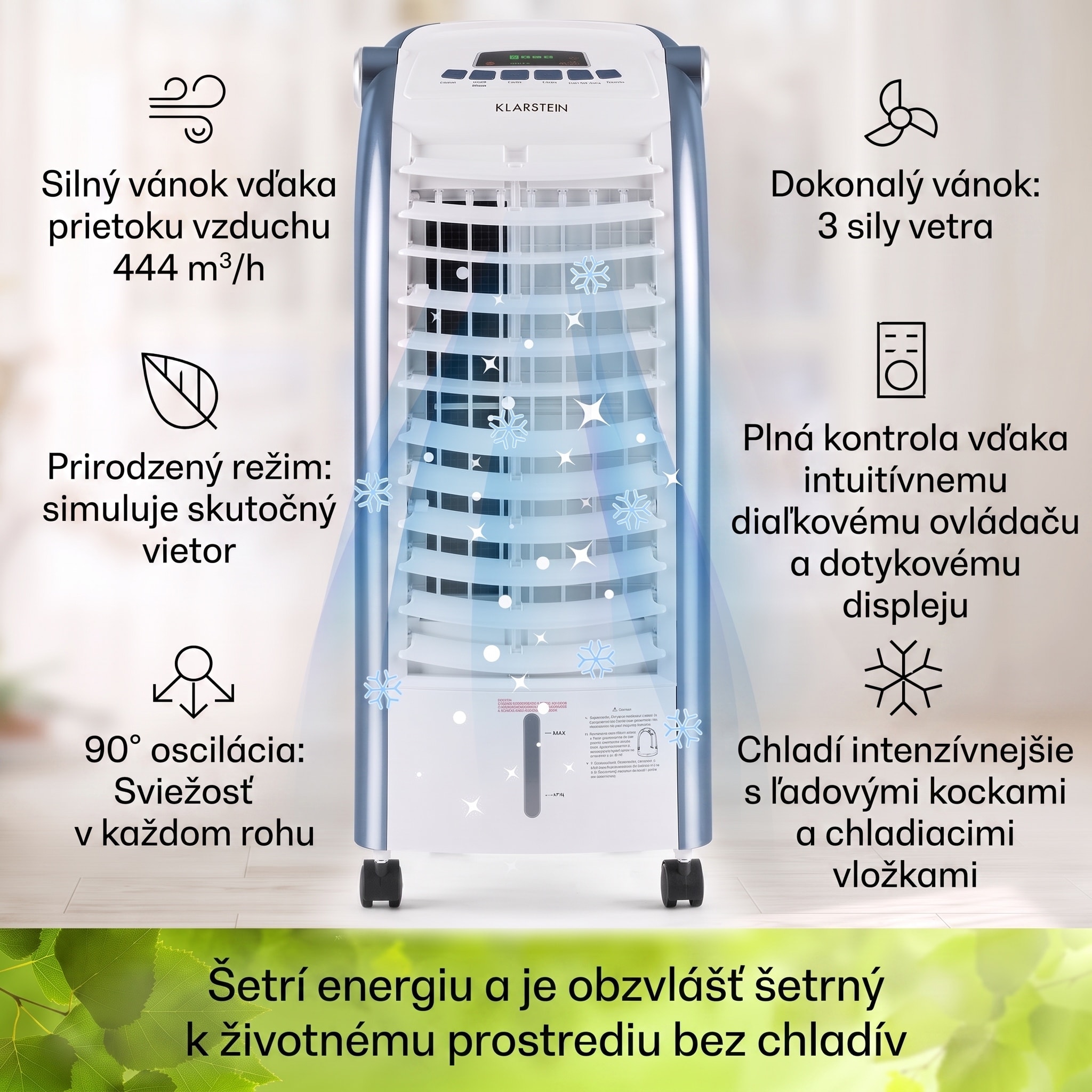 Klarstein Maxfresh, 3 v 1 ochladzovač vzduchu, ventilátor, 65 W, 6 l, diaľkový ovládač, 2 x chladiaci box – Obrázok 3