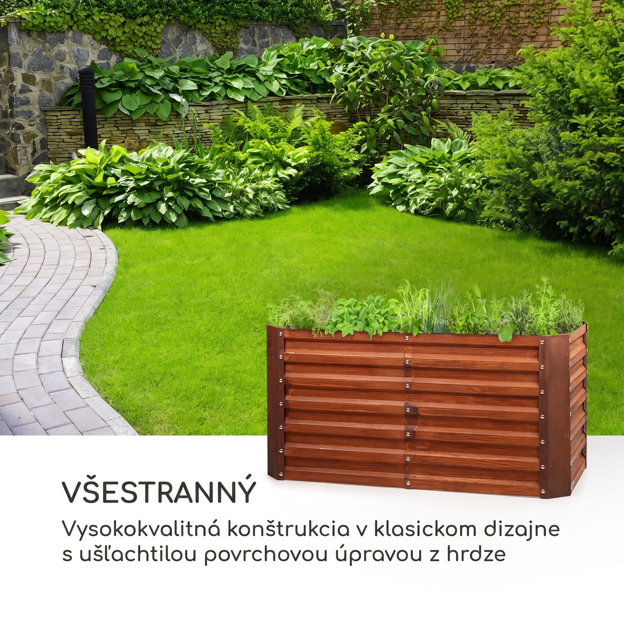 Blumfeldt Rust Grow vyvýšený záhon záhradný záhon pozinkovaný oceľový plech s hrdzavým efektom