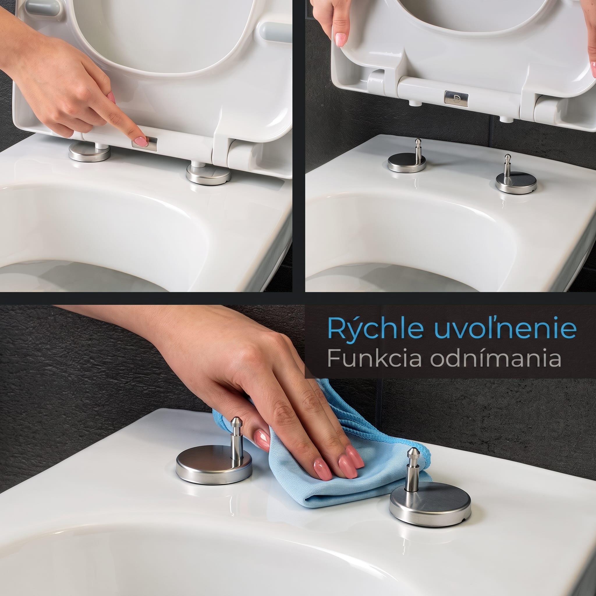 Blumfeldt Lamera toaletné sedadlo hranatého tvaru s tlmeným zatváraním antibakteriálne – Obrázok 4