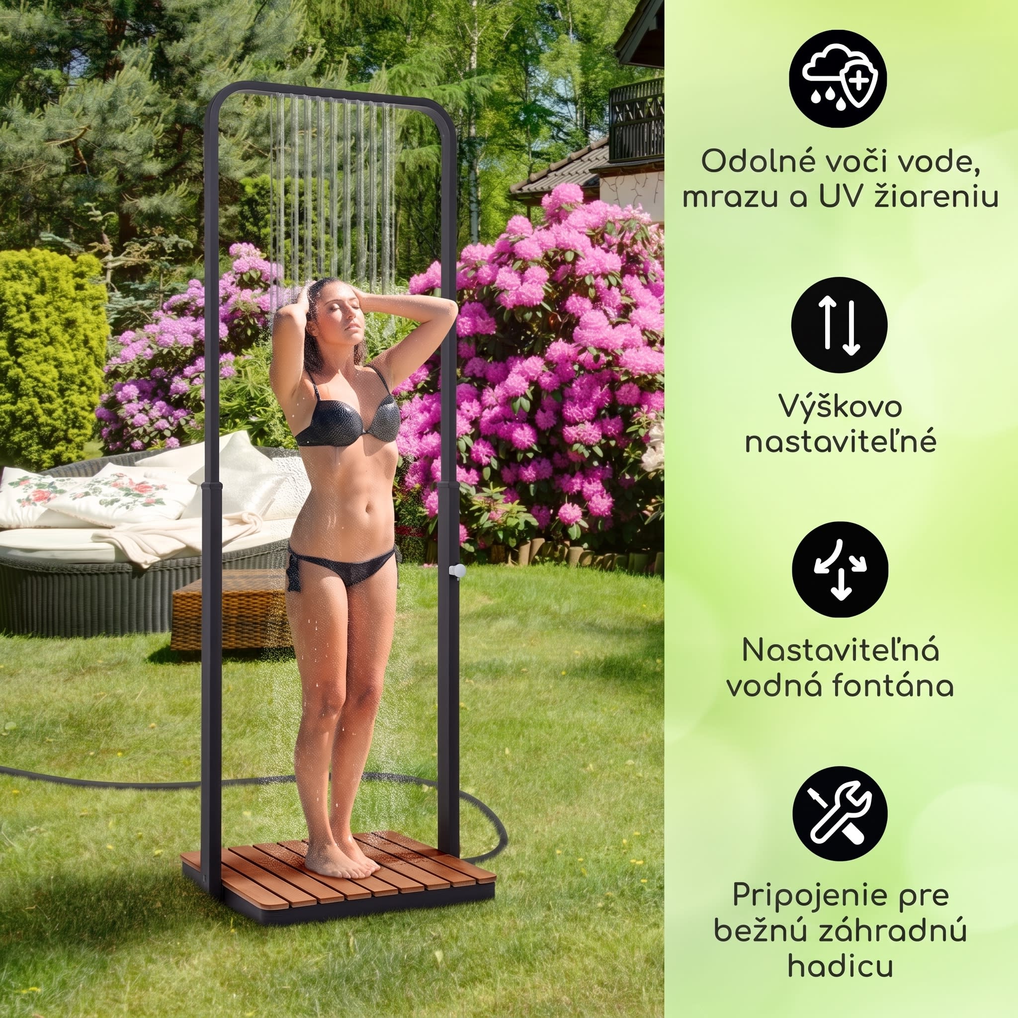 Blumfeldt Sumatra Breeze Square záhradná sprcha WPC hliník 70x55 cm štvorcová – Obrázok 2