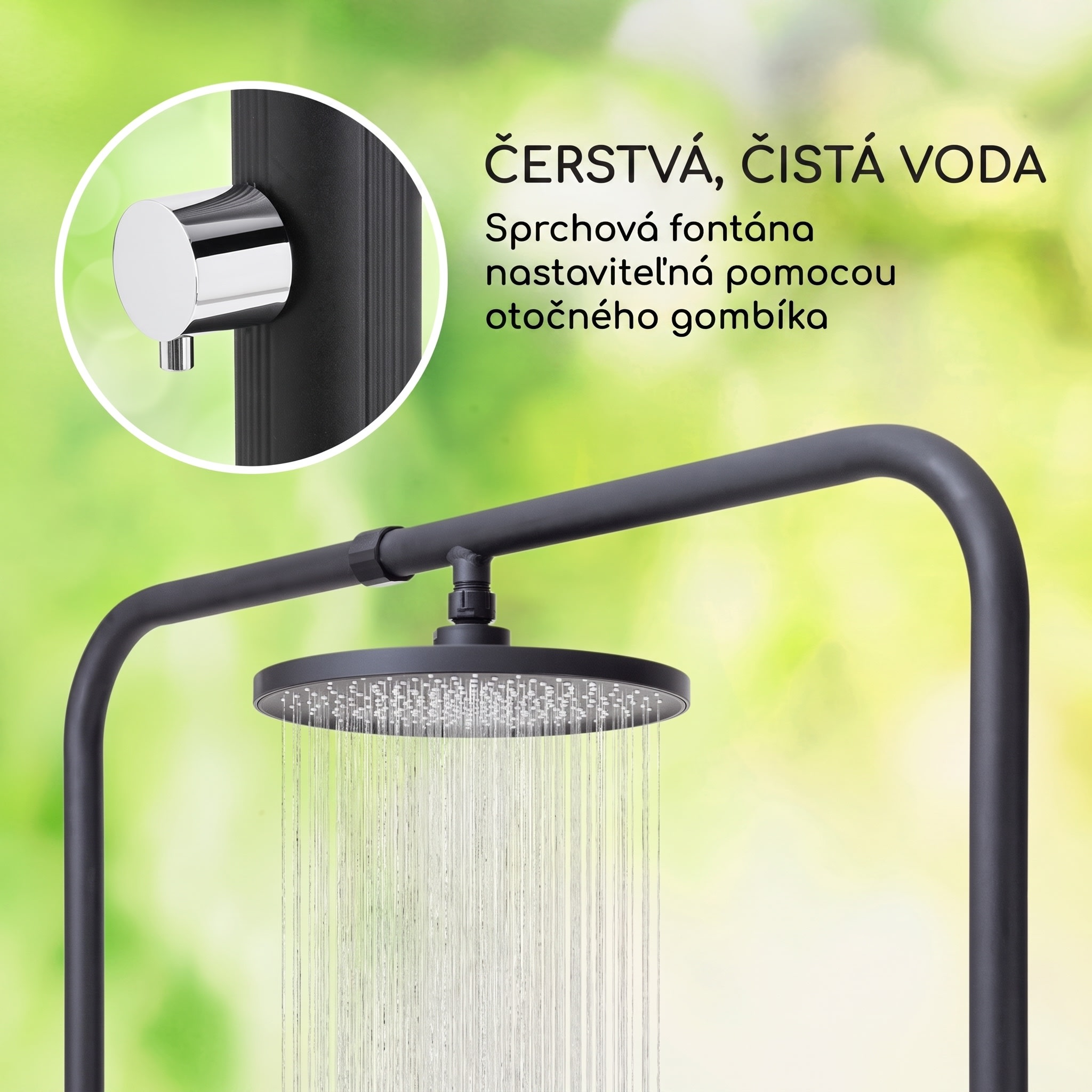 Blumfeldt Sumatra Falls okrúhla záhradná sprcha WPC hliník Ø 80 cm – Obrázok 4