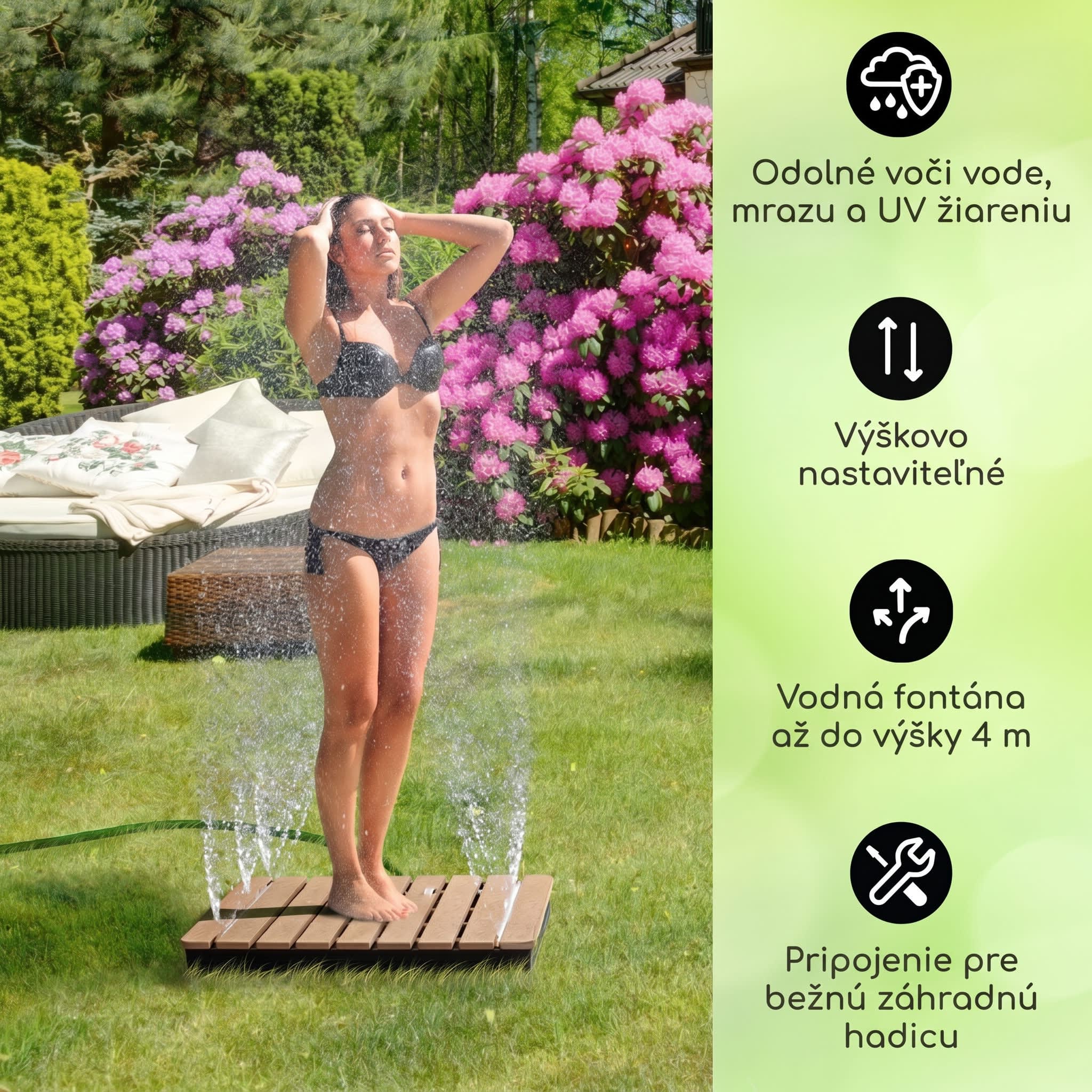 Blumfeldt Sumatra Breeze Square záhradná sprcha WPC hliník 70x55 cm štvorcová – Obrázok 2