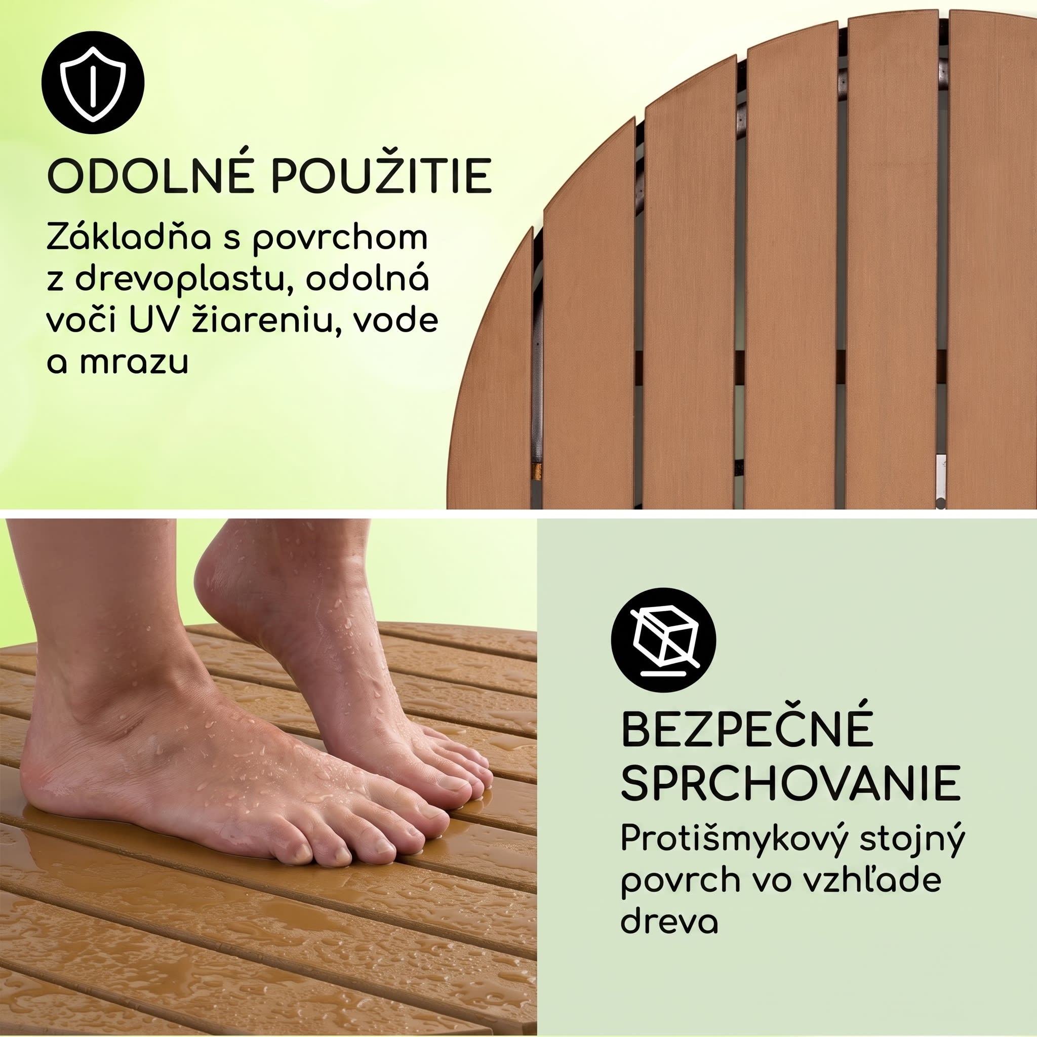 Blumfeldt Sumatra Breeze okrúhla záhradná sprcha WPC hliník 70x55 cm – Obrázok 3