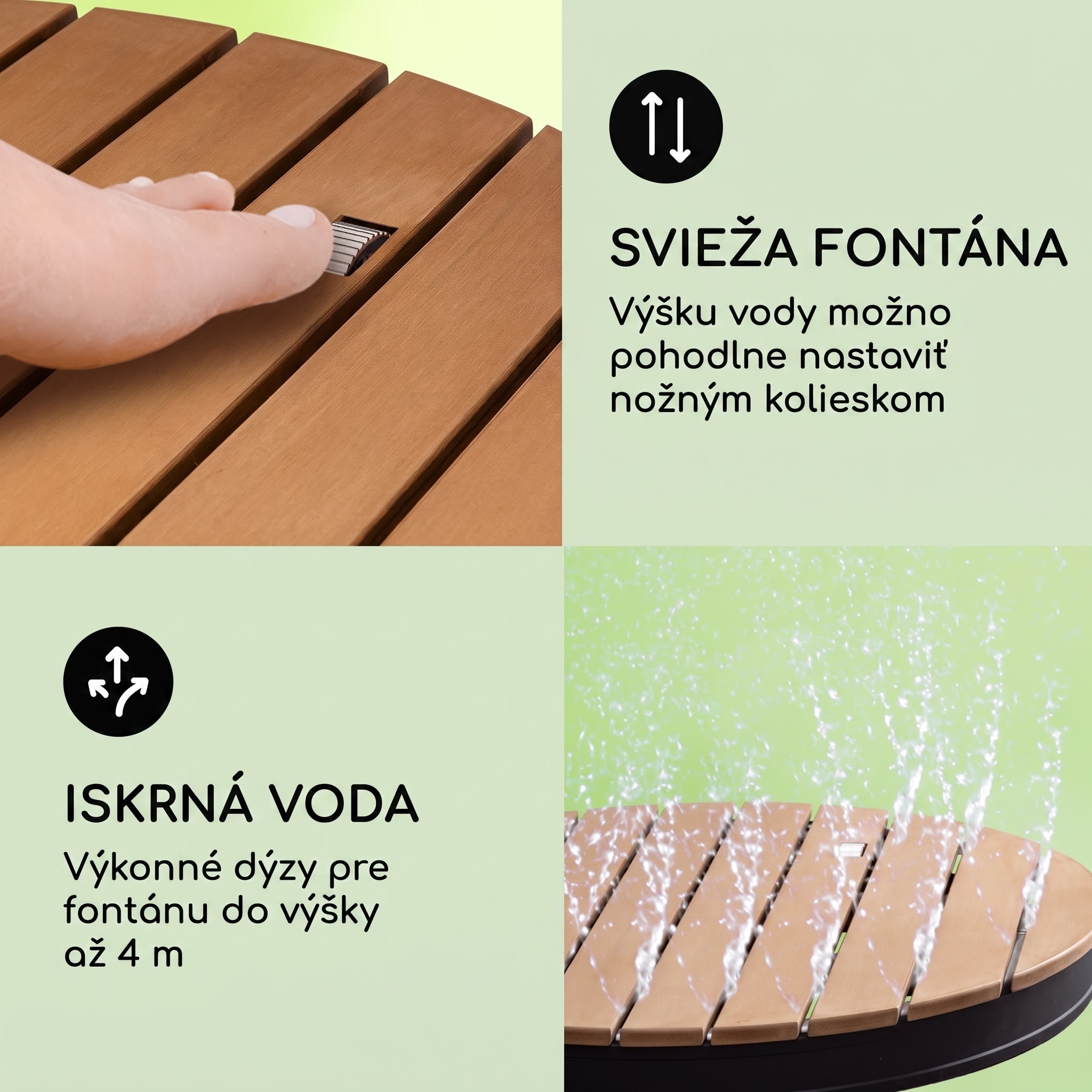Blumfeldt Sumatra Breeze okrúhla záhradná sprcha WPC hliník 70x55 cm – Obrázok 4