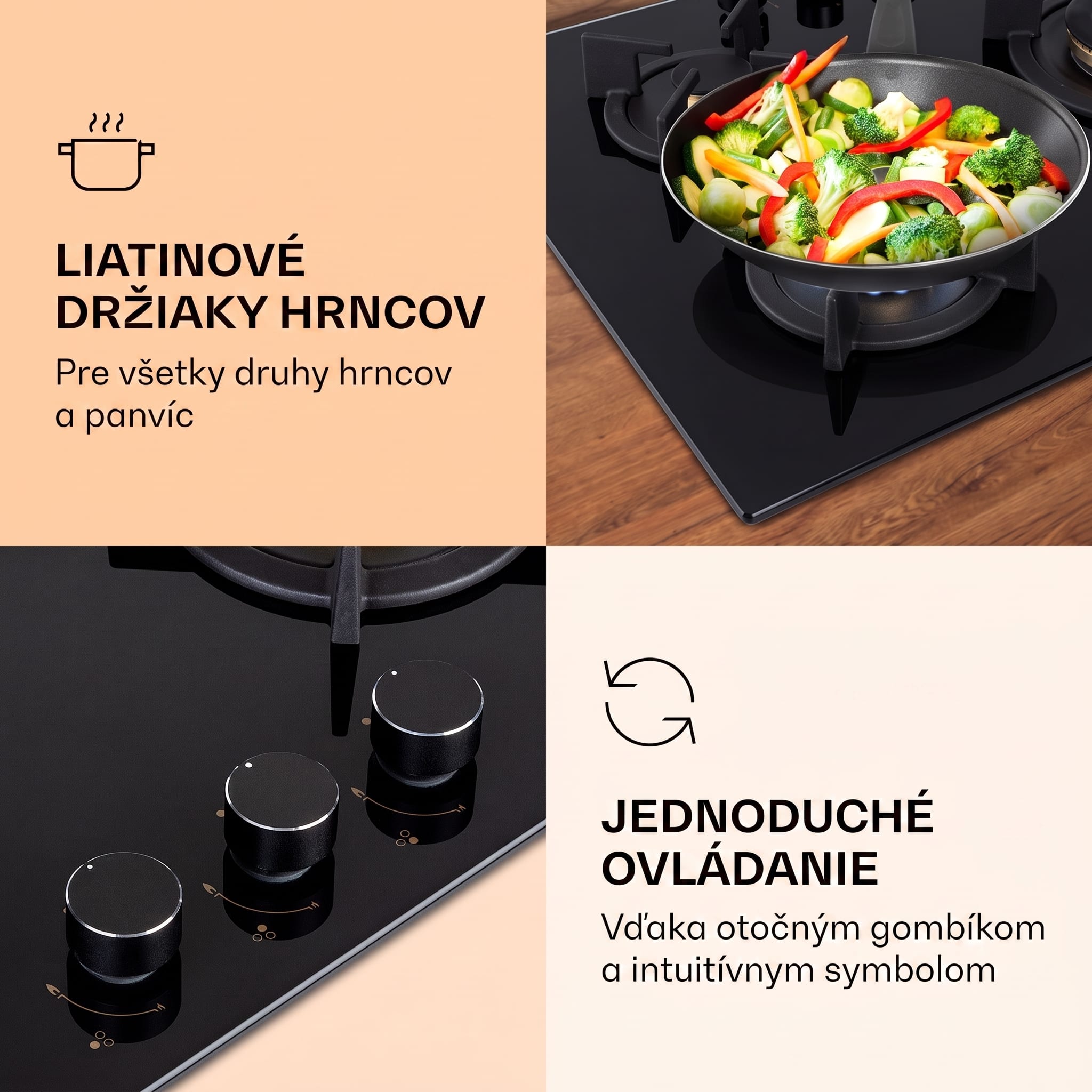 Klarstein Goldflame 3, plynová varná doska, 3 Messing horáky, sklokeramika – Obrázok 3