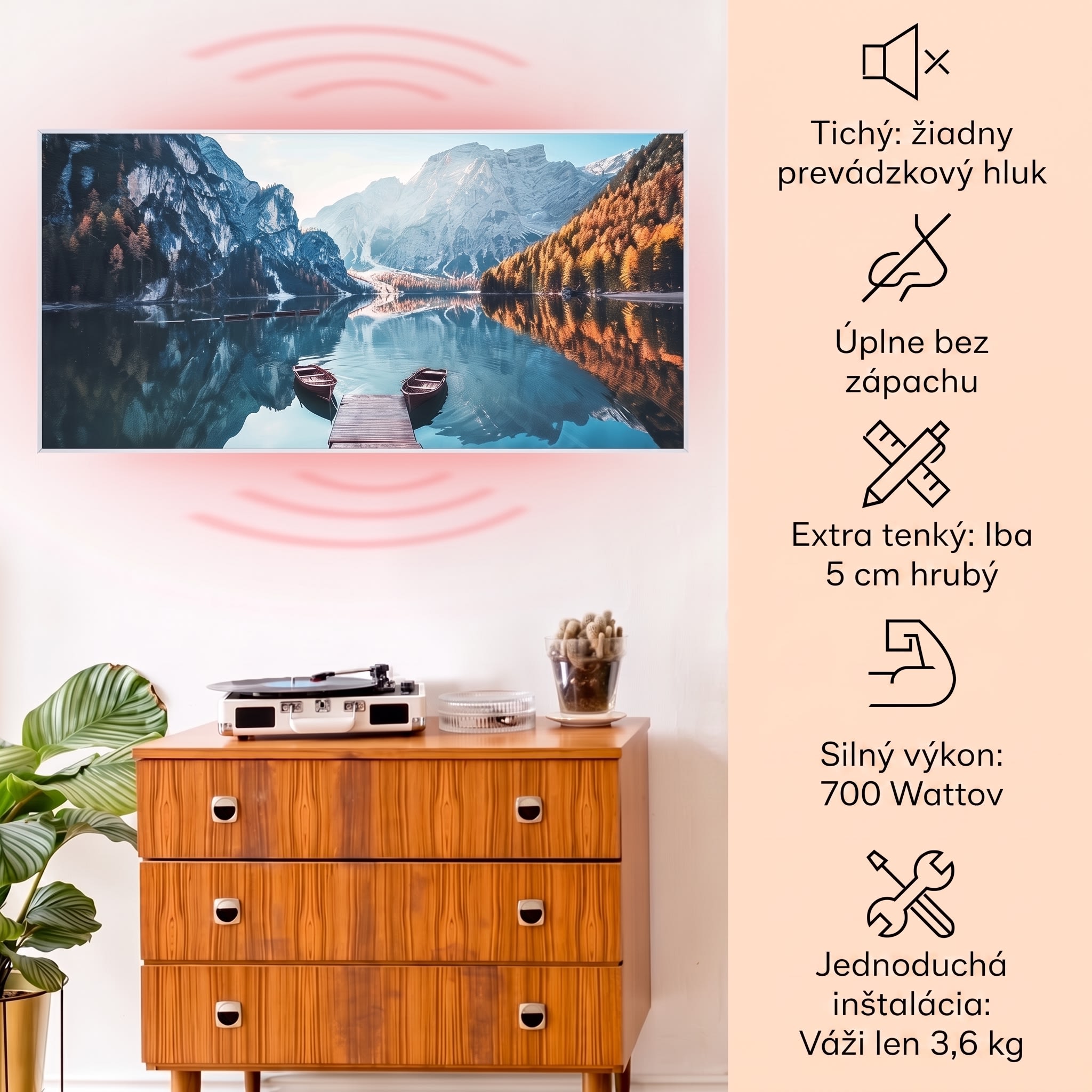 Klarstein Wonderwall Air Art Smart, infračervený ohrievač, 120 x 60 cm, 700 W, more horizontálne – Obrázok 2