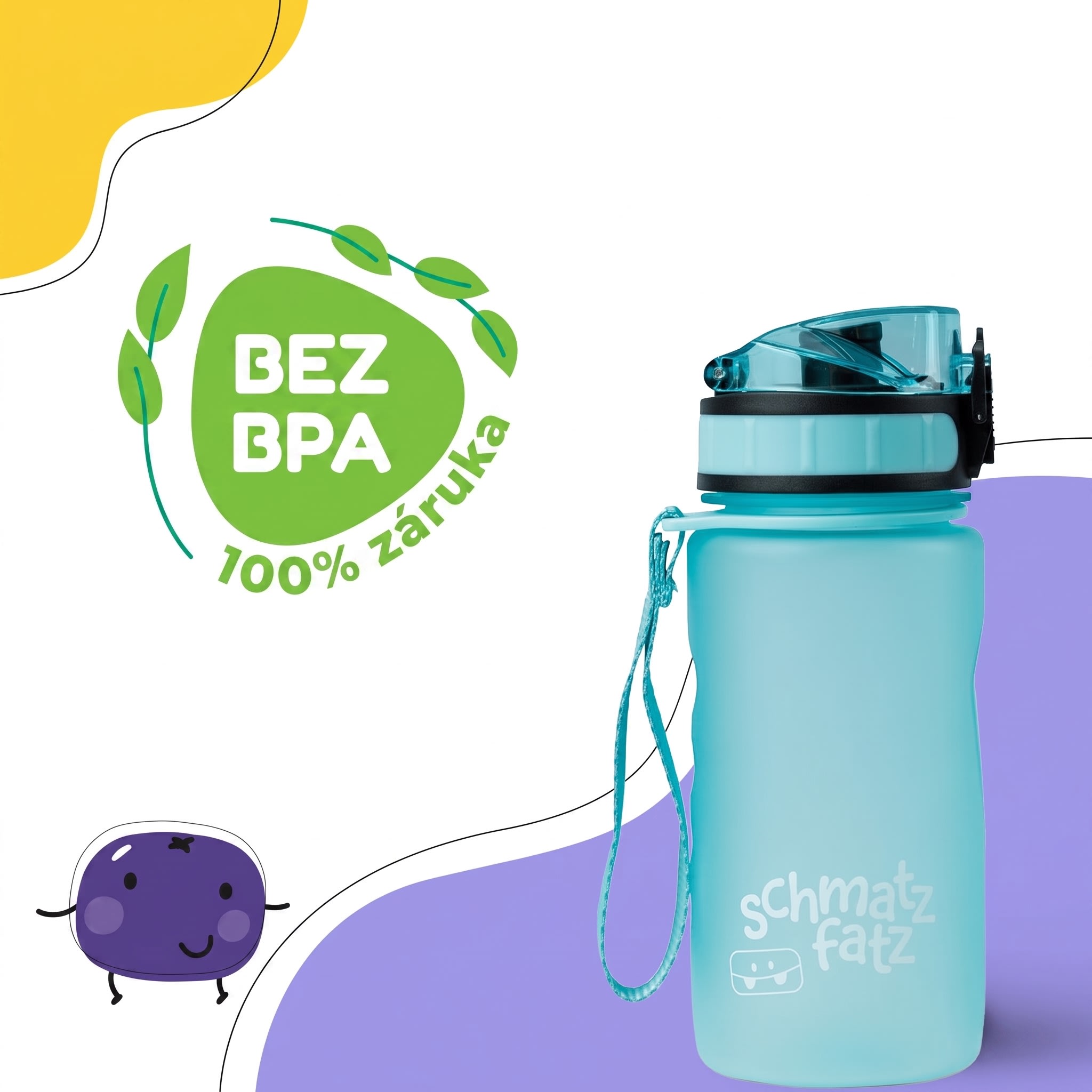 Klarstein Schmatzfatz Wakaba fľaša na pitie | 350 ml | Tritan | Popruh na prenášanie | Bez BPA – Obrázok 2