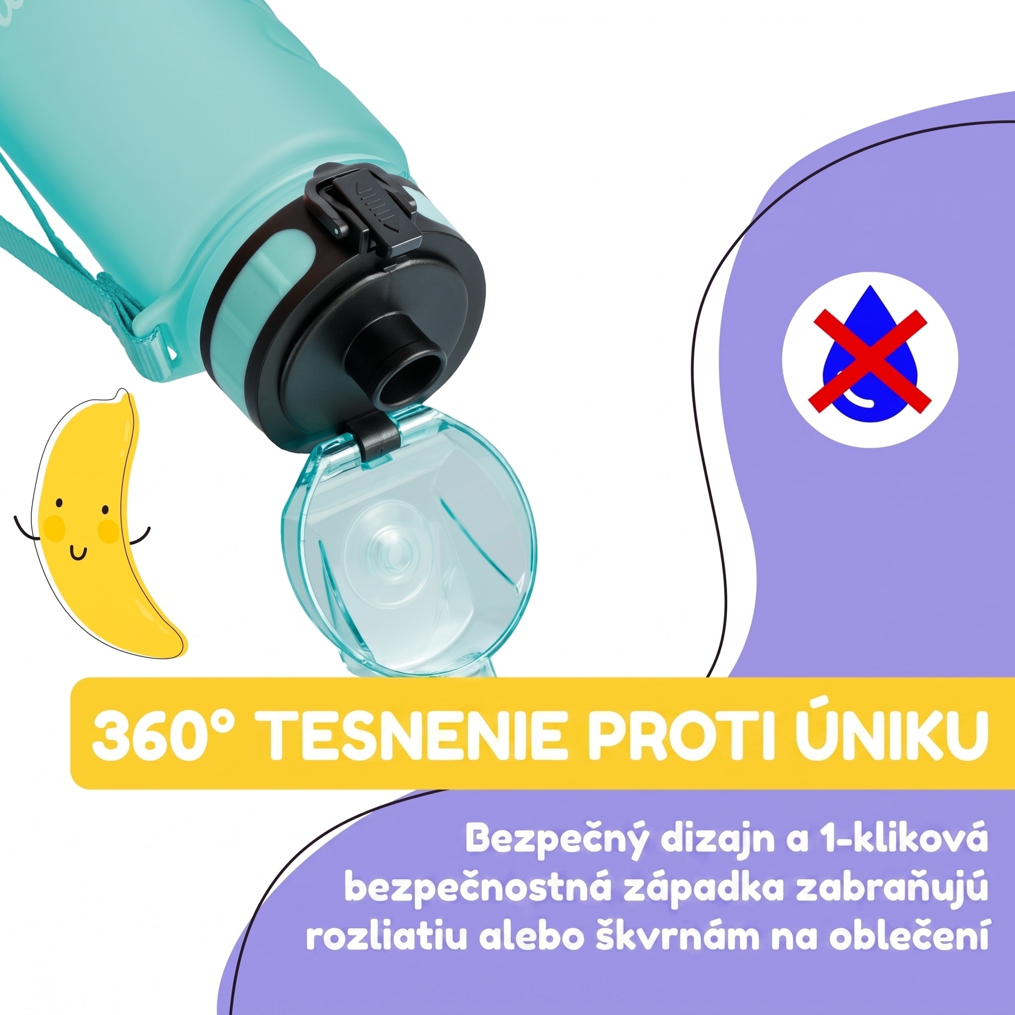 Klarstein Schmatzfatz Wakaba fľaša na pitie | 350 ml | Tritan | Popruh na prenášanie | Bez BPA – Obrázok 3