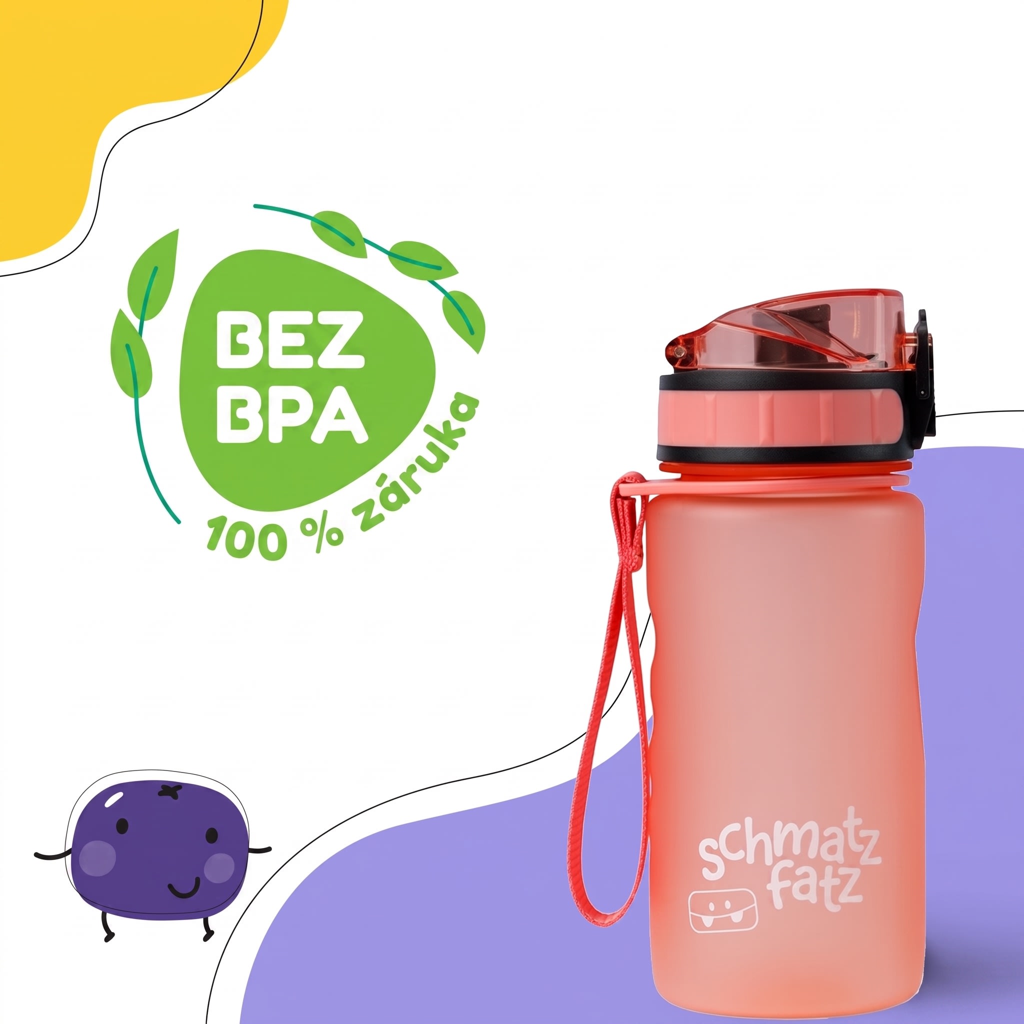Klarstein Schmatzfatz Wakaba fľaša na pitie | 350 ml | Tritan | Popruh na prenášanie | Bez BPA – Obrázok 2
