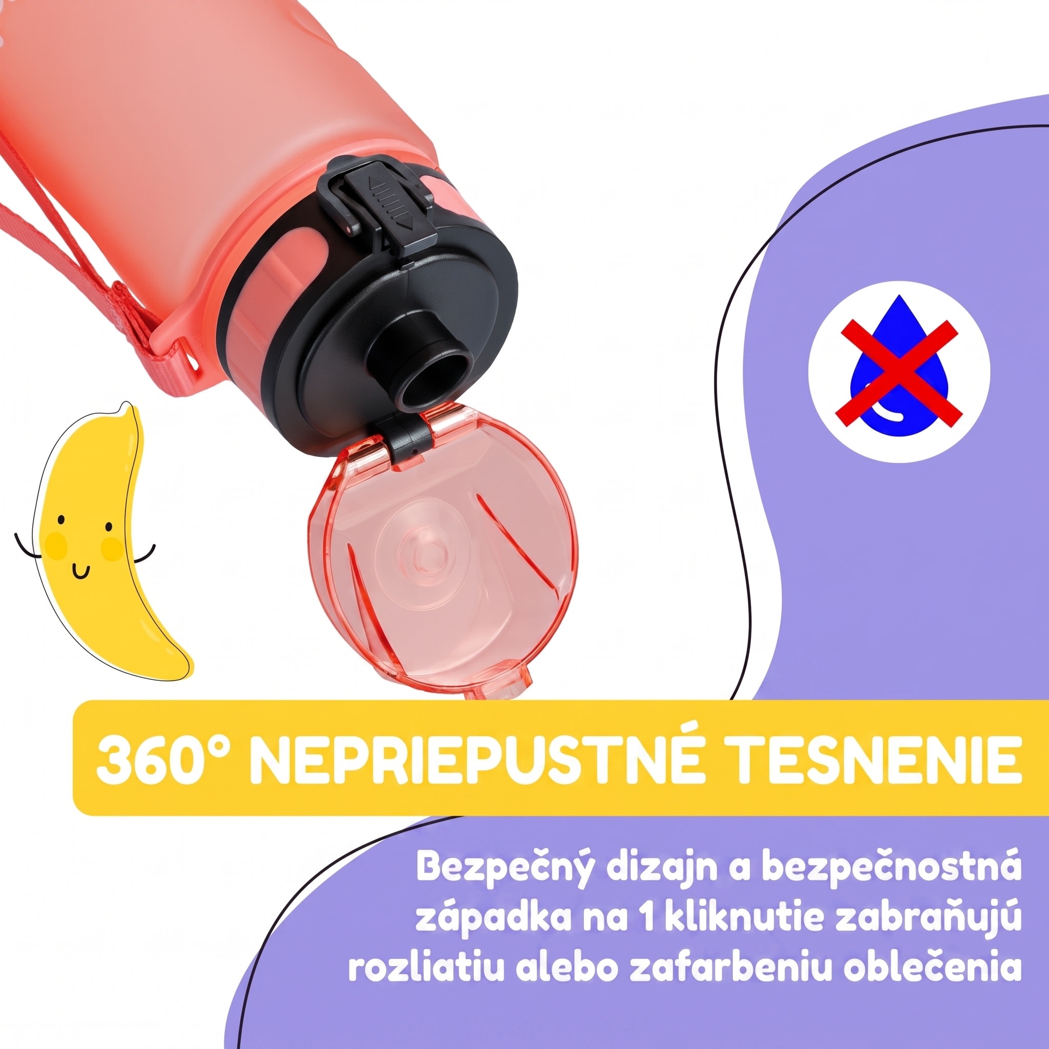 Klarstein Schmatzfatz Wakaba fľaša na pitie | 350 ml | Tritan | Popruh na prenášanie | Bez BPA – Obrázok 3