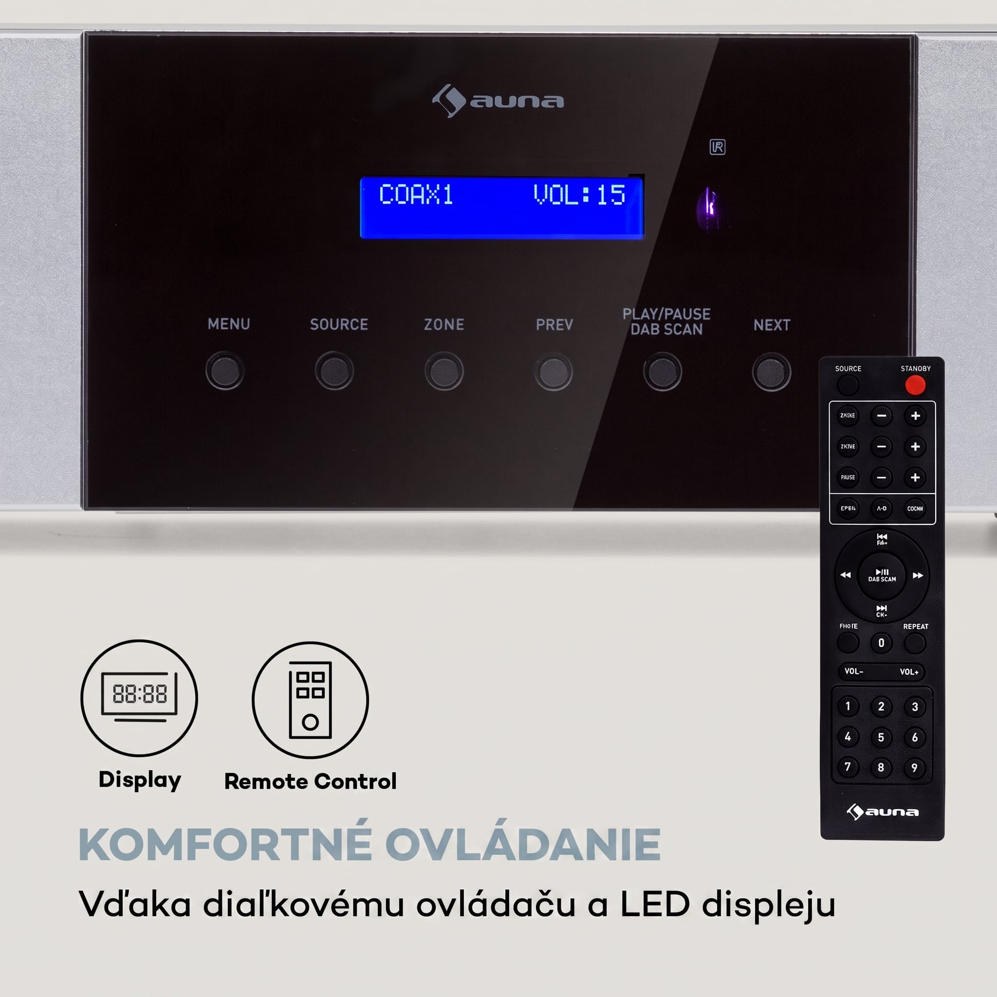 Auna AMP-4000 DAB, Hifi stereo zosilňovač, DAB+ rádio, USB, diaľkové ovládanie, LED displej – Obrázok 5