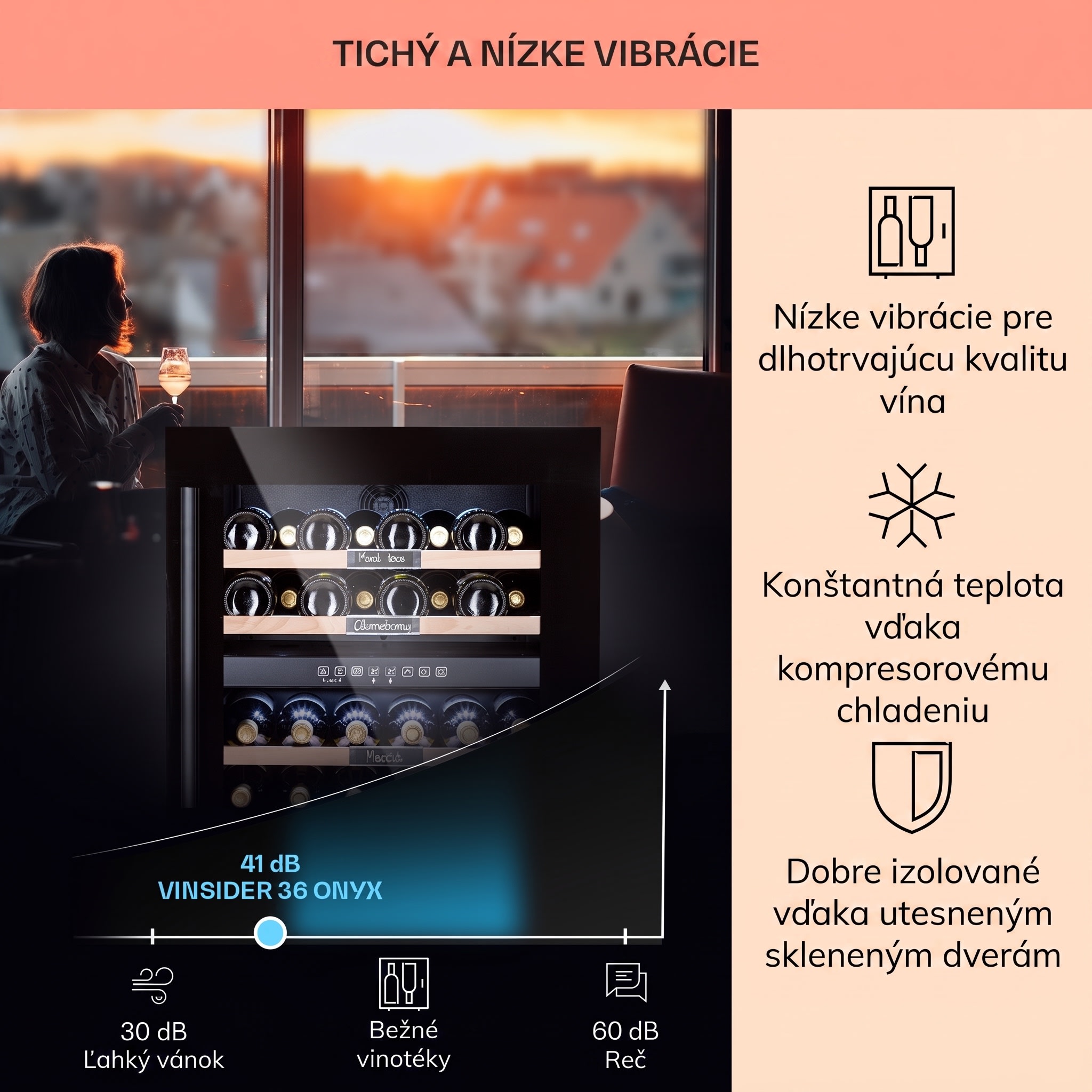Klarstein Vinsider 36 Onyx Edition, vinotéka, 85 l, 5-22°C, 2 zóny – Obrázok 4