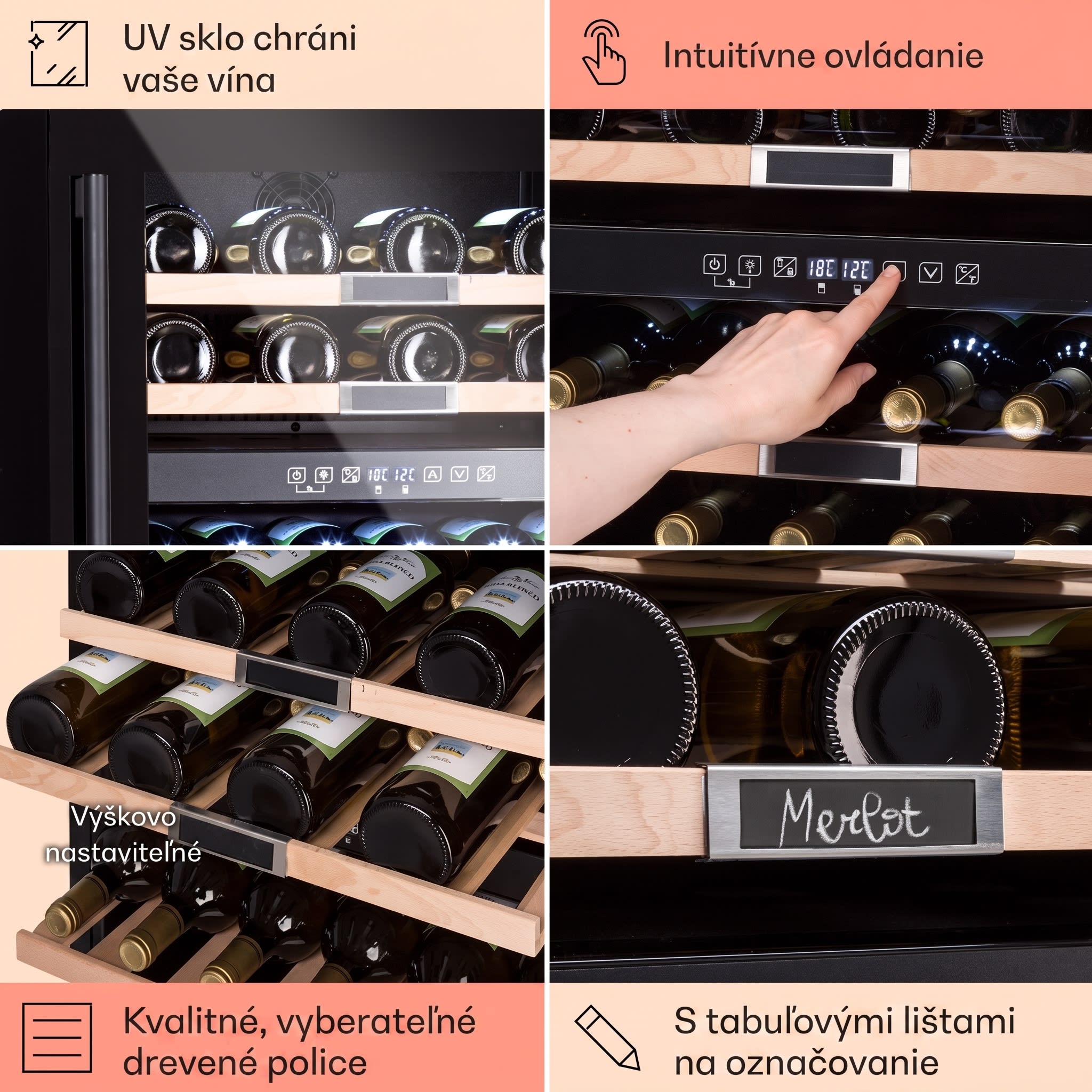 Klarstein Vinsider 36 Onyx Edition, vinotéka, 85 l, 5-22°C, 2 zóny – Obrázok 5