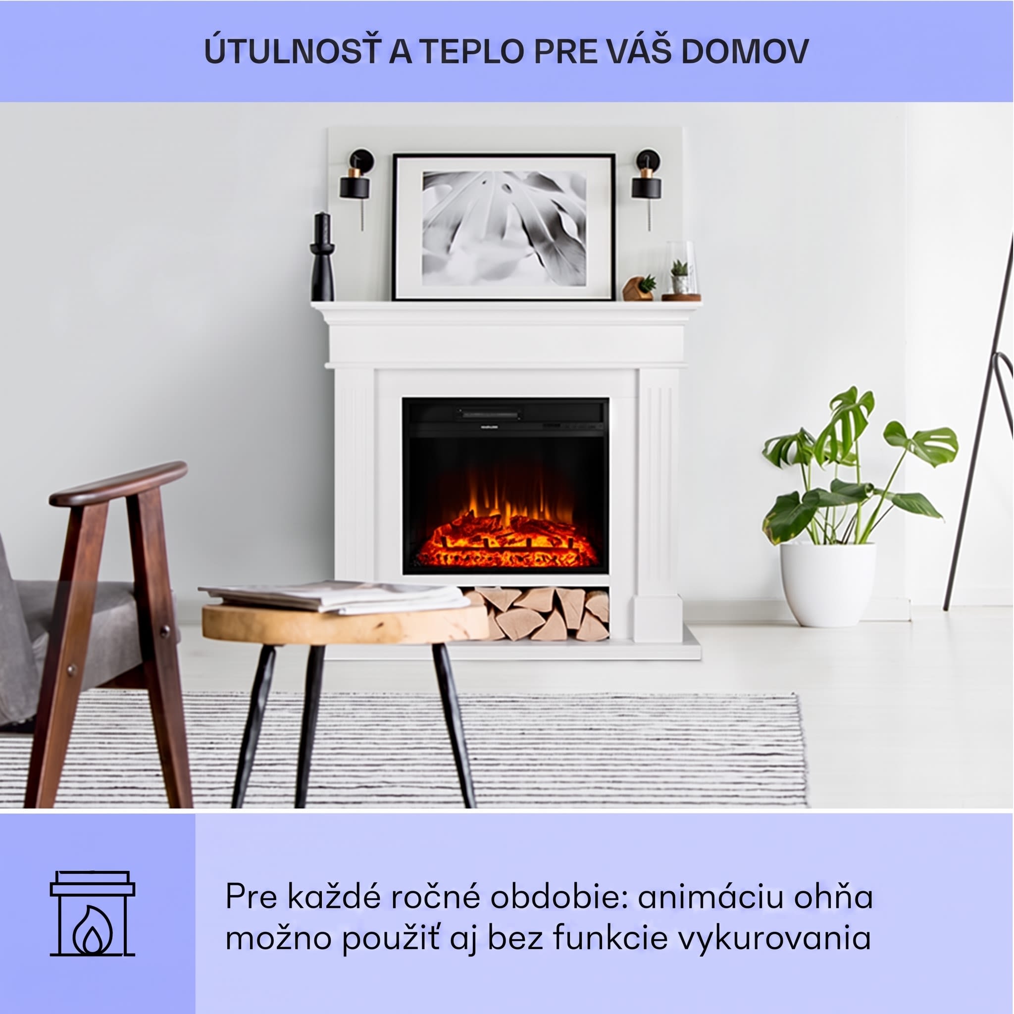 Klarstein Las Pilas elektrický krbový ohrievač 900/1800W s týždenným časovačom a diaľkovým ovládaním – Obrázok 4