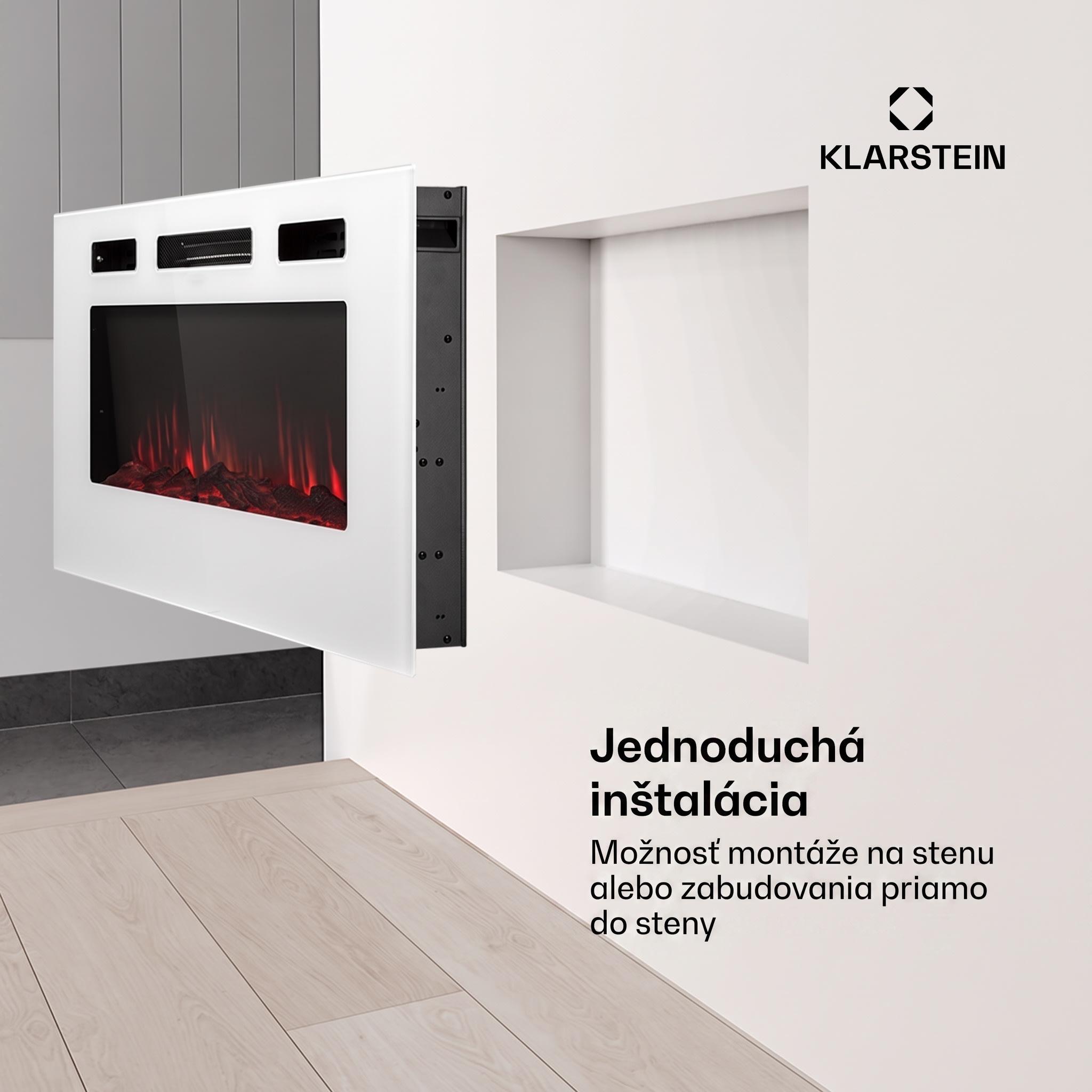 Klarstein Galeras elektrický nástenný a zabudovateľný krb 1800 W LED 3 farby časovač – Obrázok 3