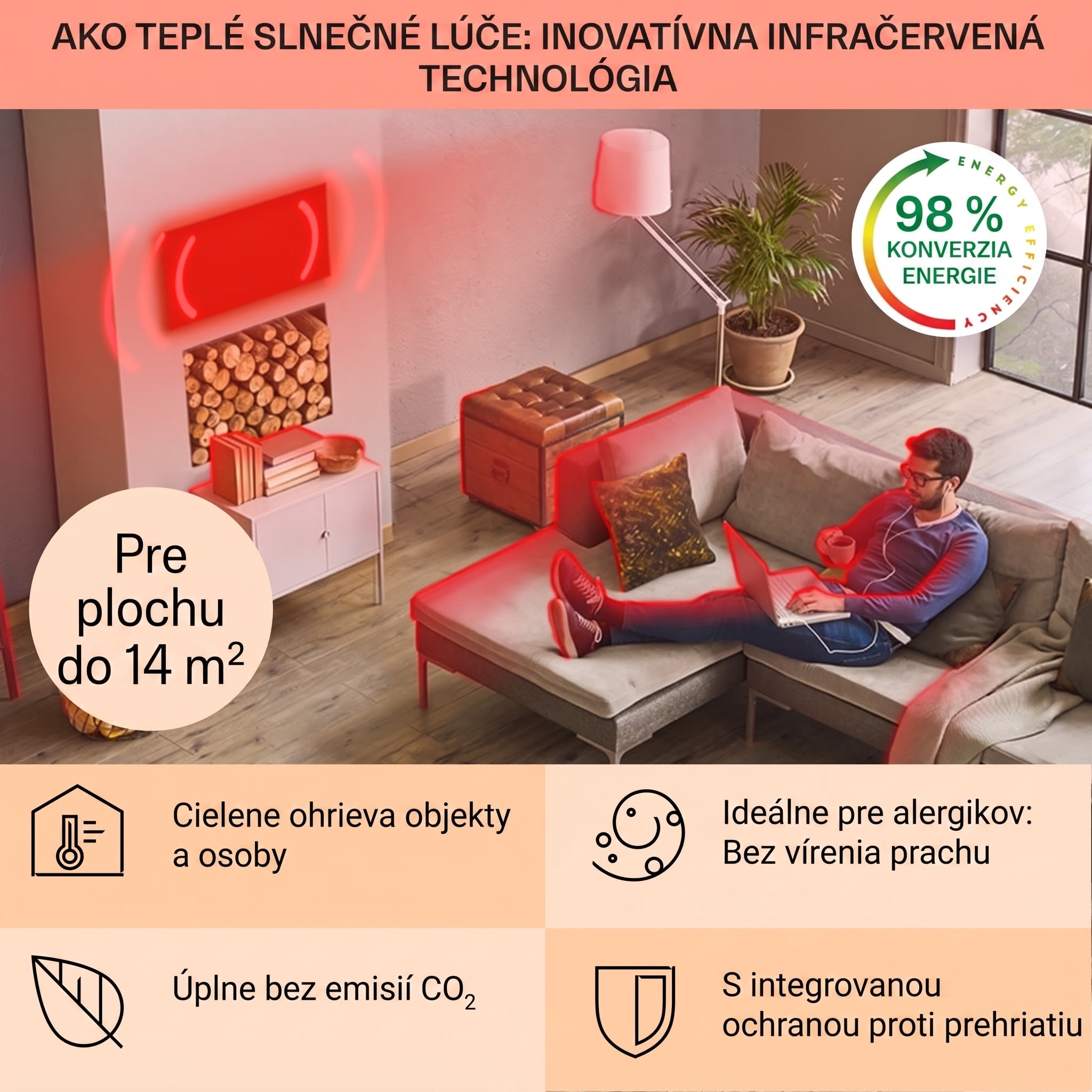 Klarstein La Palma 750 smart, infračervený ohrievač 2 v 1, 85 x 60 cm, 750W, zrkadlová predná časť – Obrázok 4