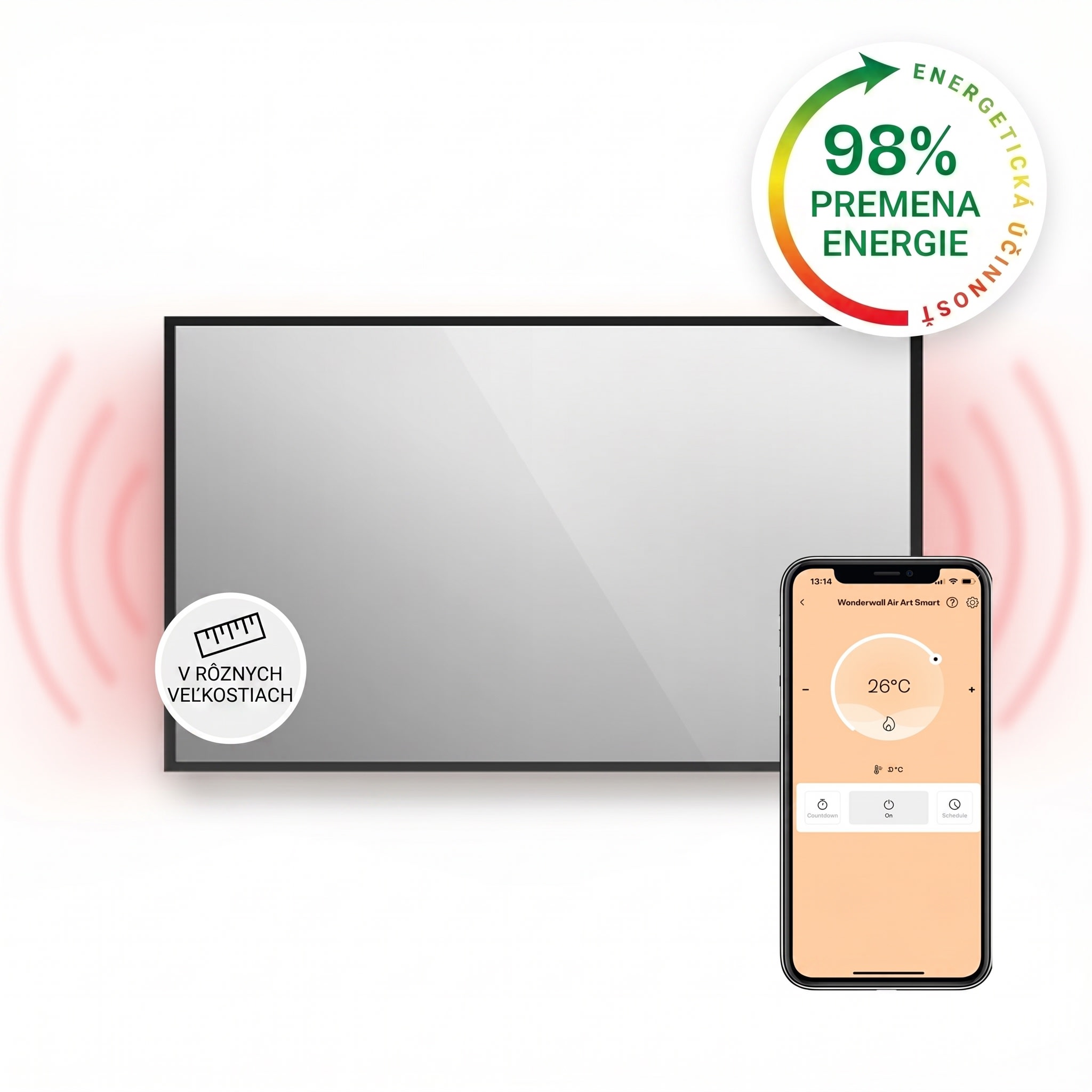 Klarstein La Palma 1000 smart, infračervený ohrievač 2 v 1, 120 x 60 cm, 1000 W, zrkadlová predná časť
