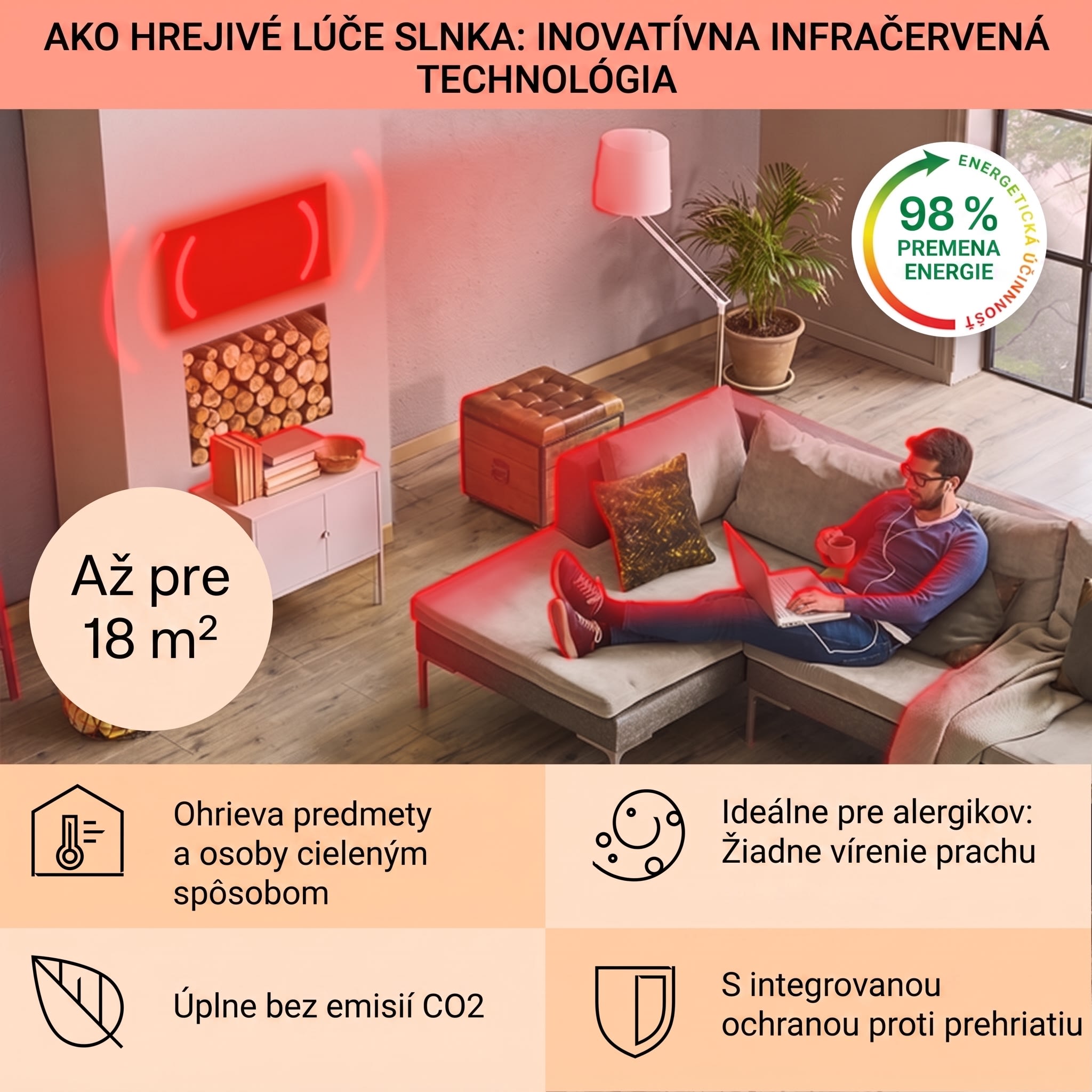 Klarstein La Palma 900 smart, infračervený ohrievač, 40 x 160 cm, 900 W, zrkadlový stojan – Obrázok 4