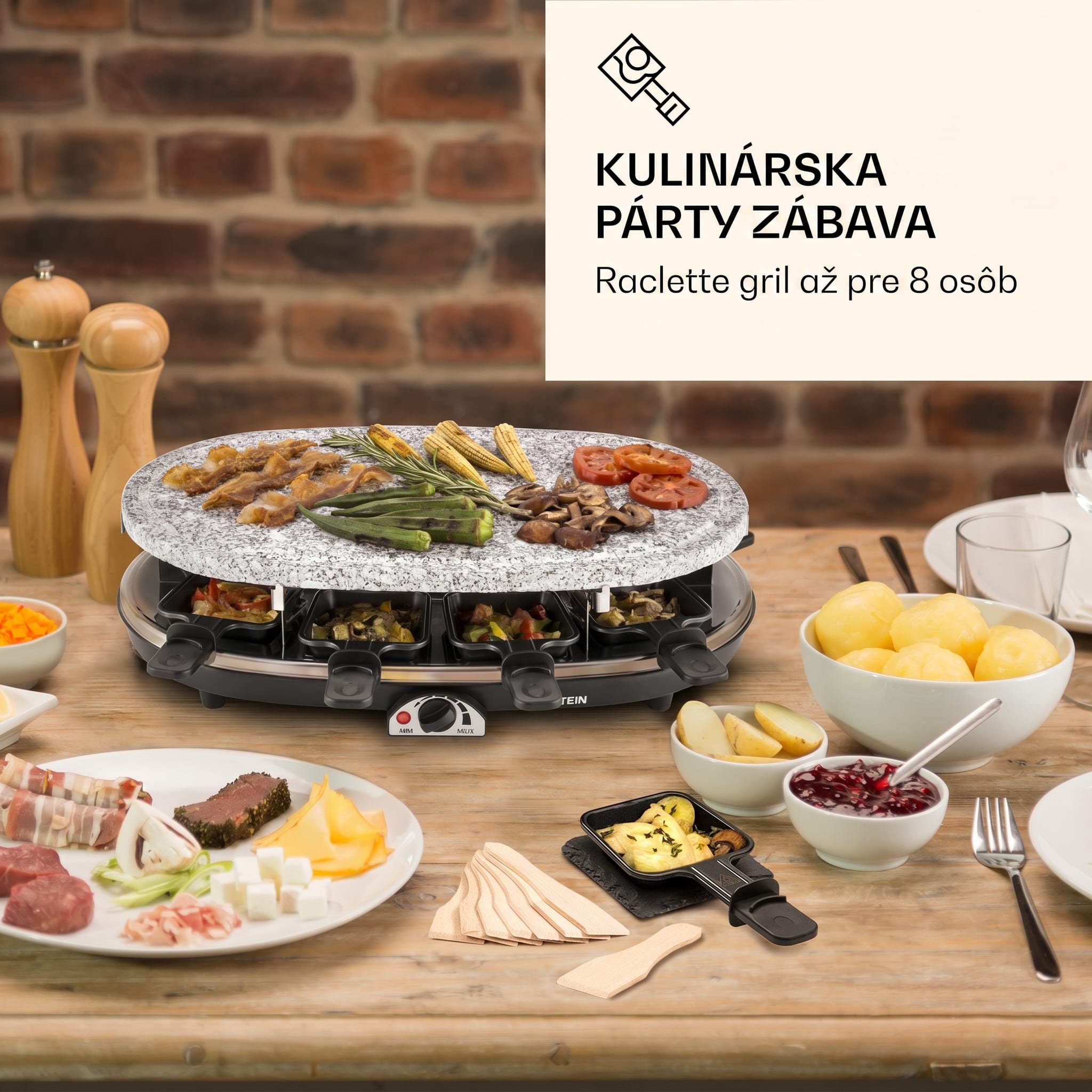 Klarstein All-U-Can Grill, raclette gril 4 v 1, 1500 W, pre 8 osôb, príslušenstvo – Obrázok 2