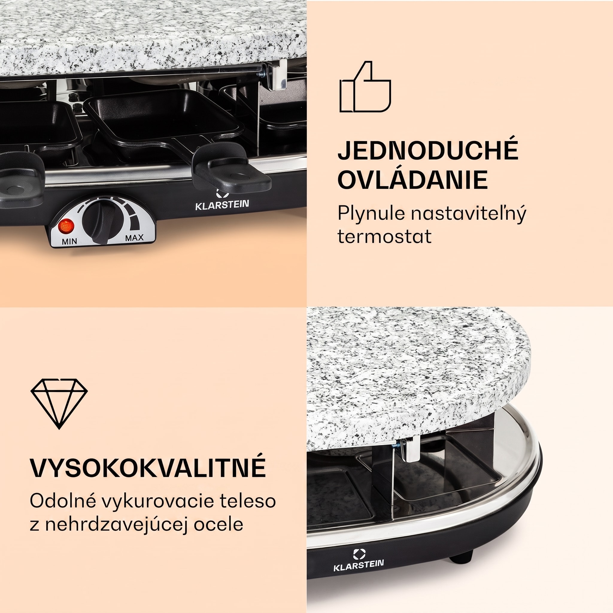 Klarstein All-U-Can Grill, raclette gril 4 v 1, 1500 W, pre 8 osôb, príslušenstvo – Obrázok 4