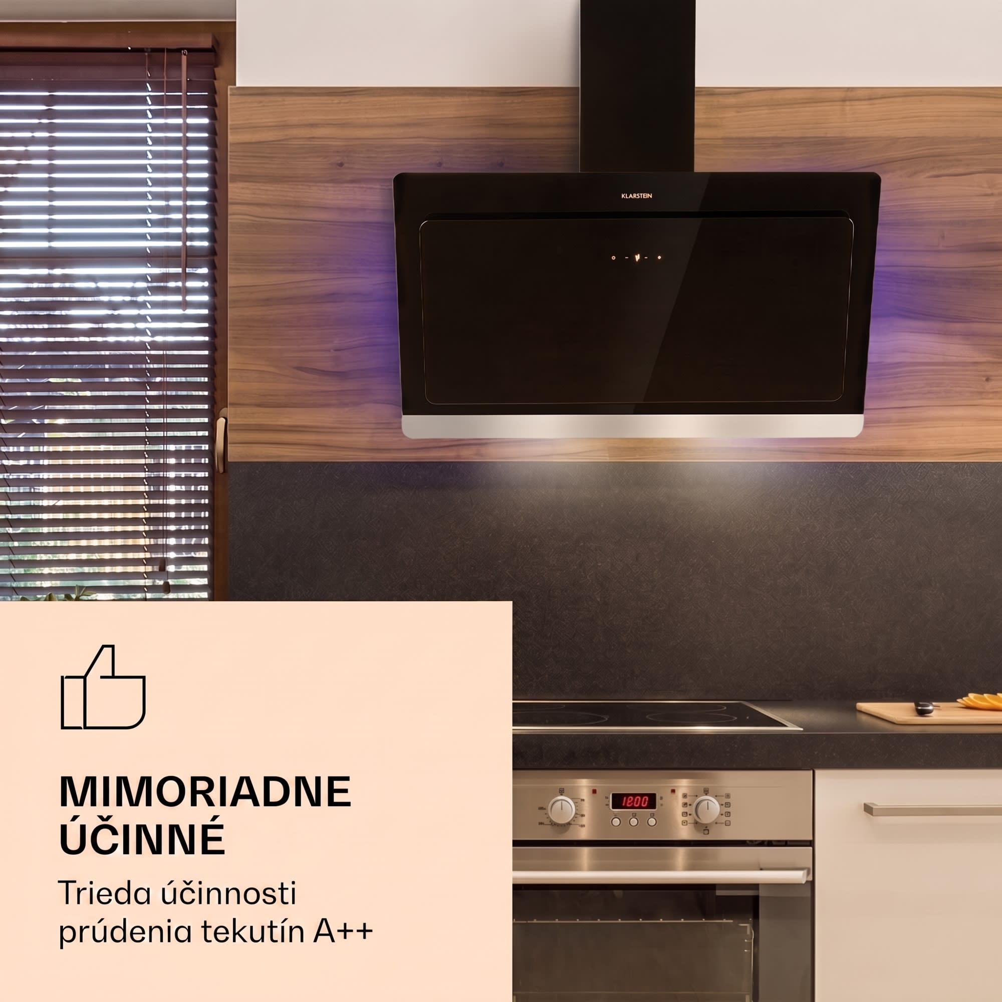 Klarstein Aurora Eco 90, digestor, 90 cm, nástenný, 585 m³/h, A+, dotykové ovládanie, čierny – Obrázok 2