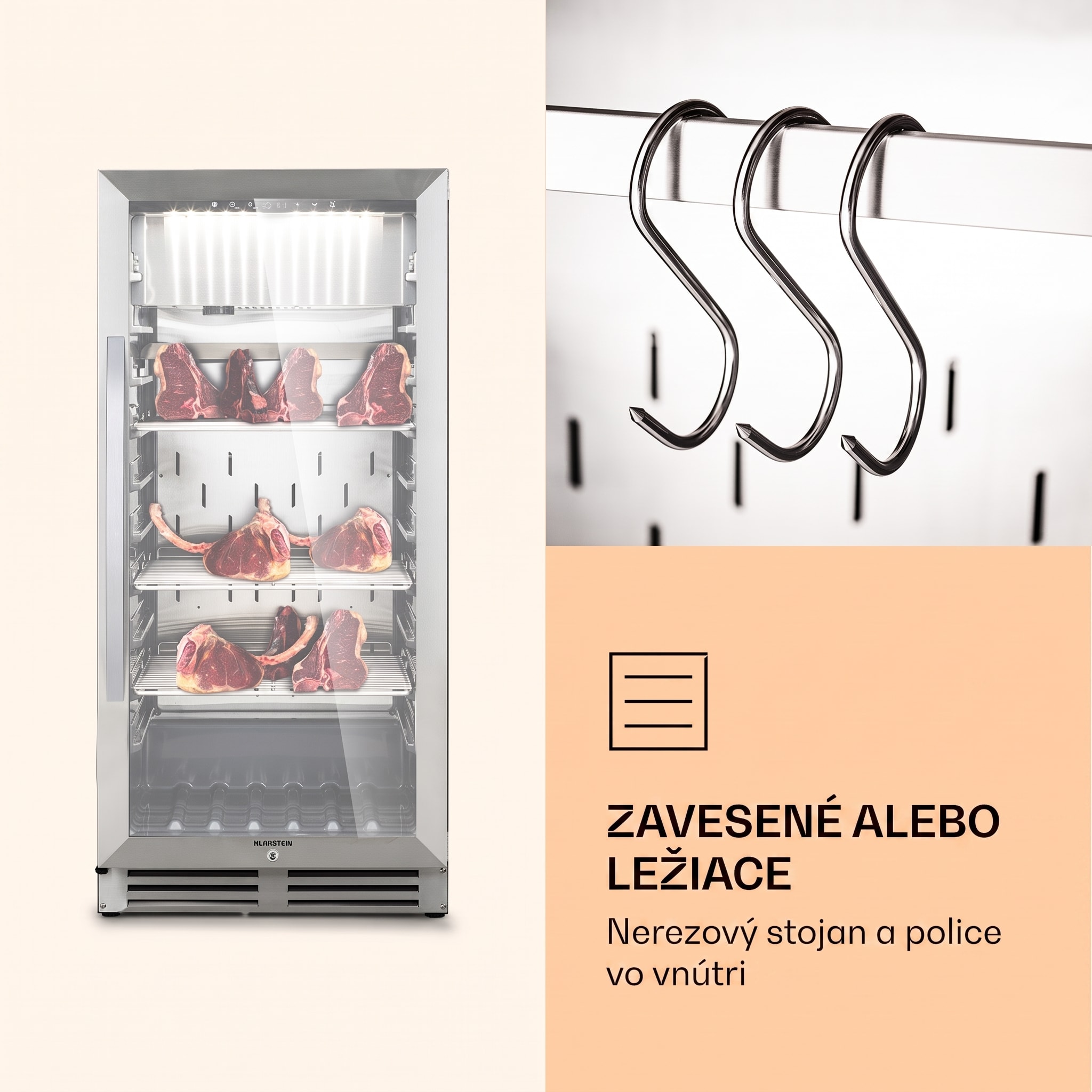 Klarstein Steakhouse Pro 233 skrinka na zrenie mäsa 1 zóna 233 l 1-25°C dotyková Panorama – Obrázok 5