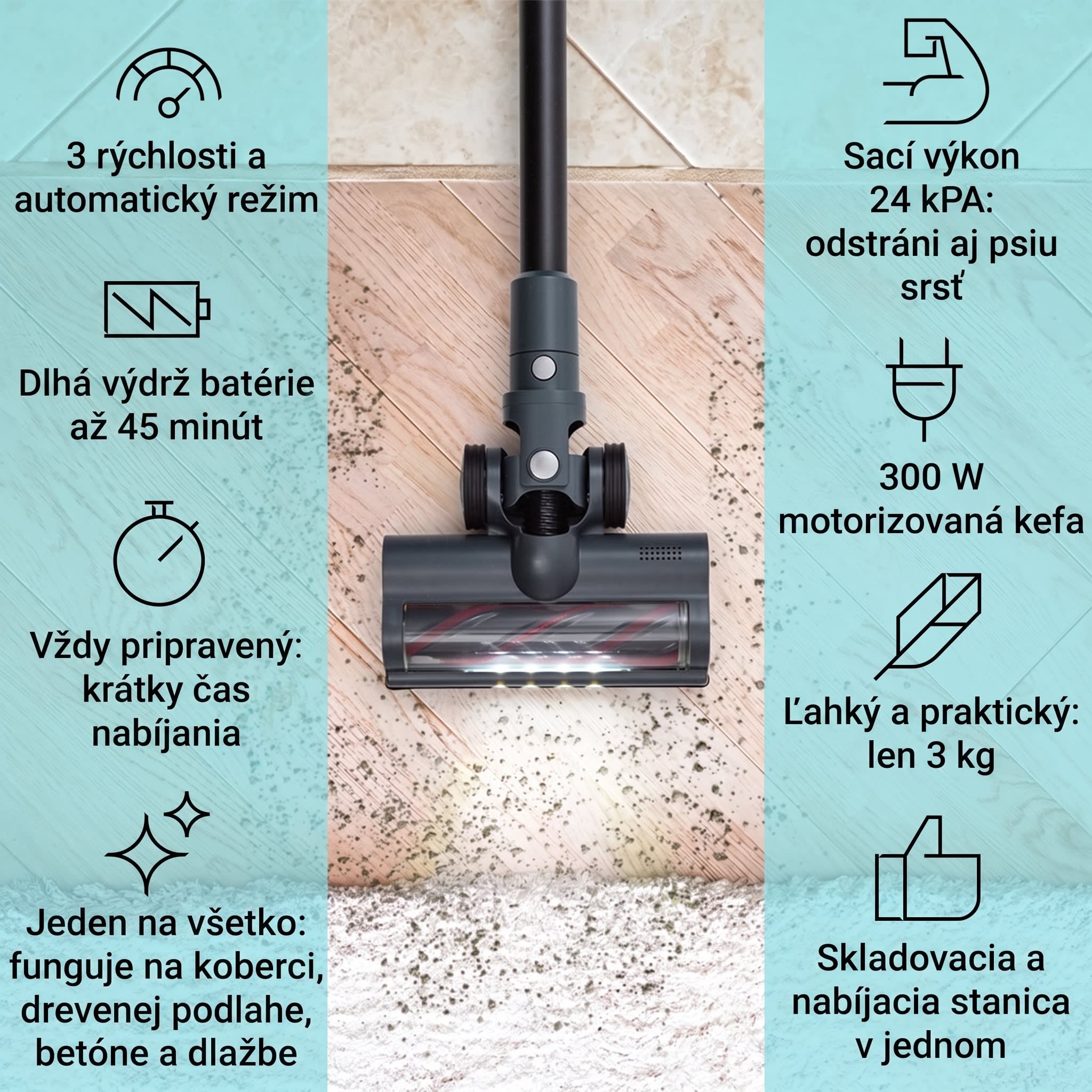 Klarstein LARMA, vysávač, akumulátorový, bezvreckový, maximálna doba prevádzky 45min, LED – Obrázok 2