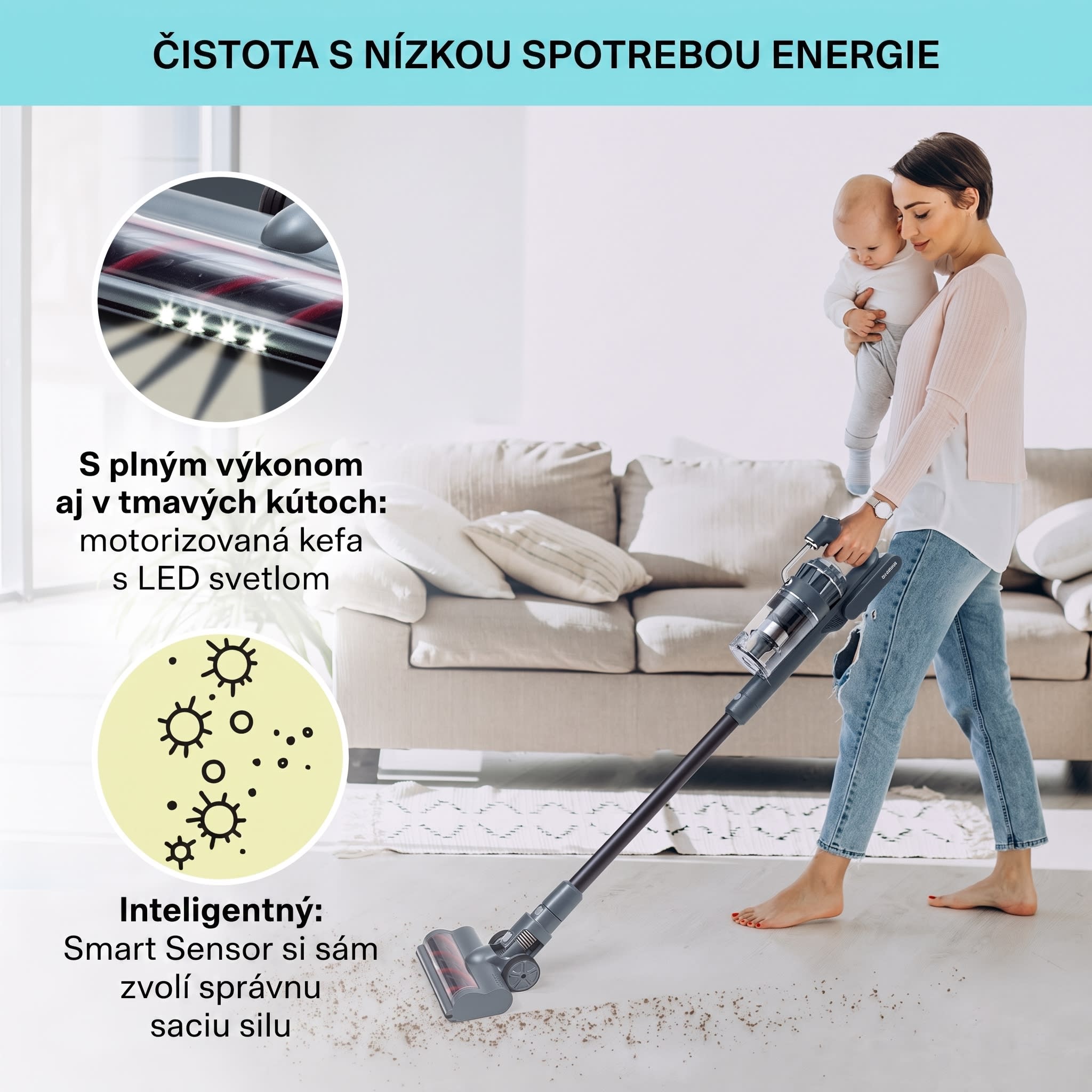 Klarstein LARMA, vysávač, akumulátorový, bezvreckový, maximálna doba prevádzky 45min, LED – Obrázok 4
