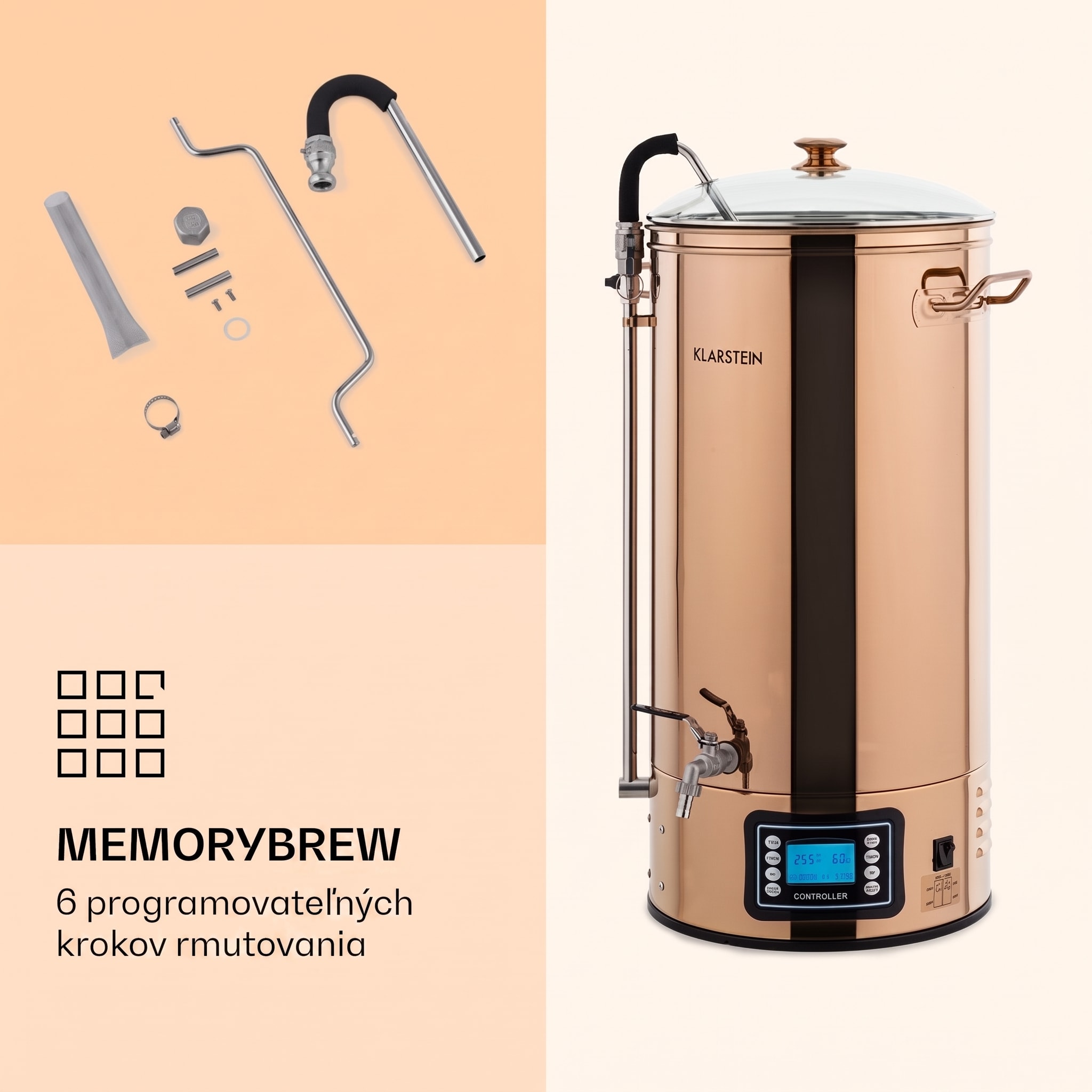 Klarstein Mundschenk XXL, sladový kotol, 50 l, 2500 W, zariadenie na varenie piva - sada, nehrdzavejúca oceľ – Obrázok 4
