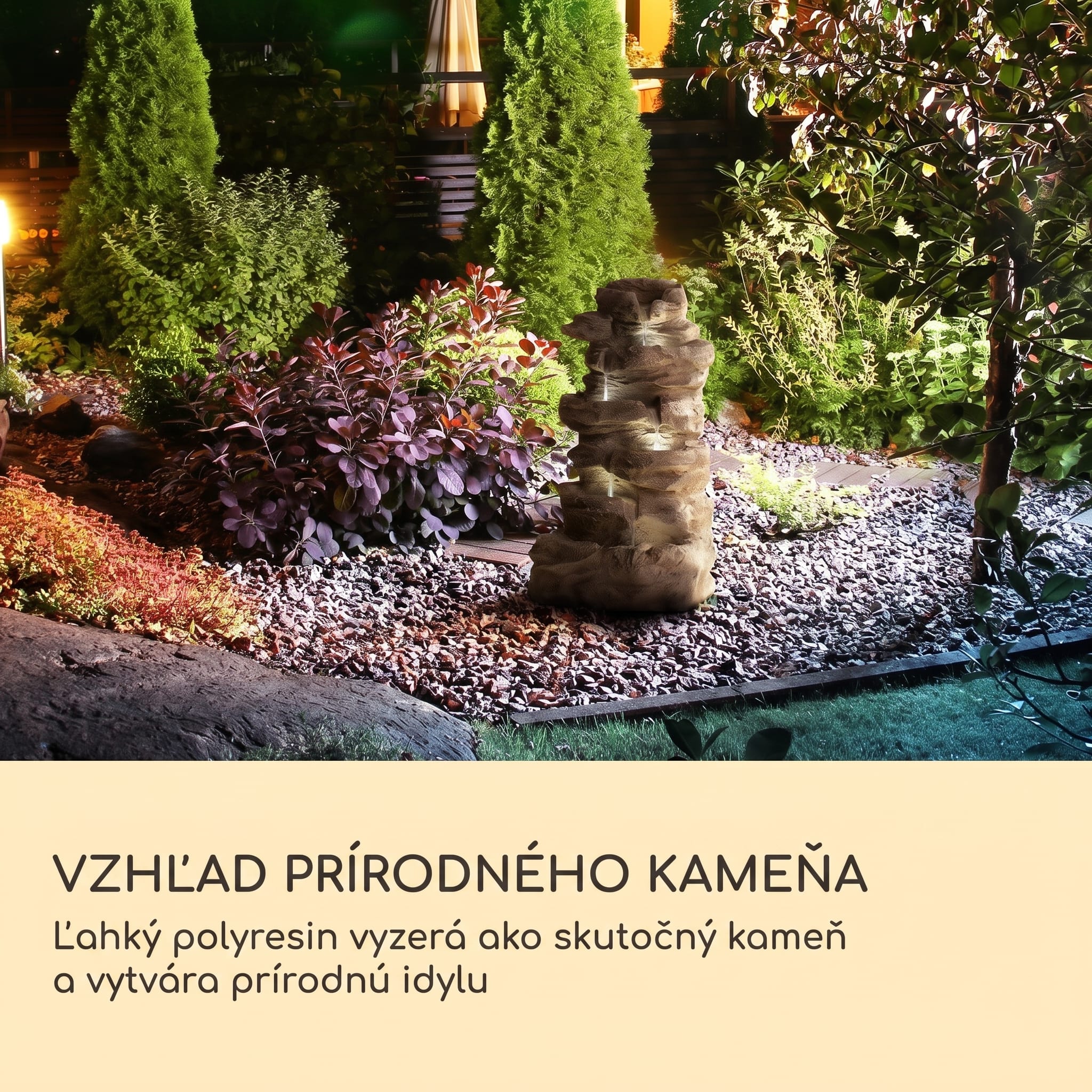 Blumfeldt Stonehenge XL, solárna fontána, LED osvetlenie, polyresin, lítium-iónová batéria – Obrázok 3