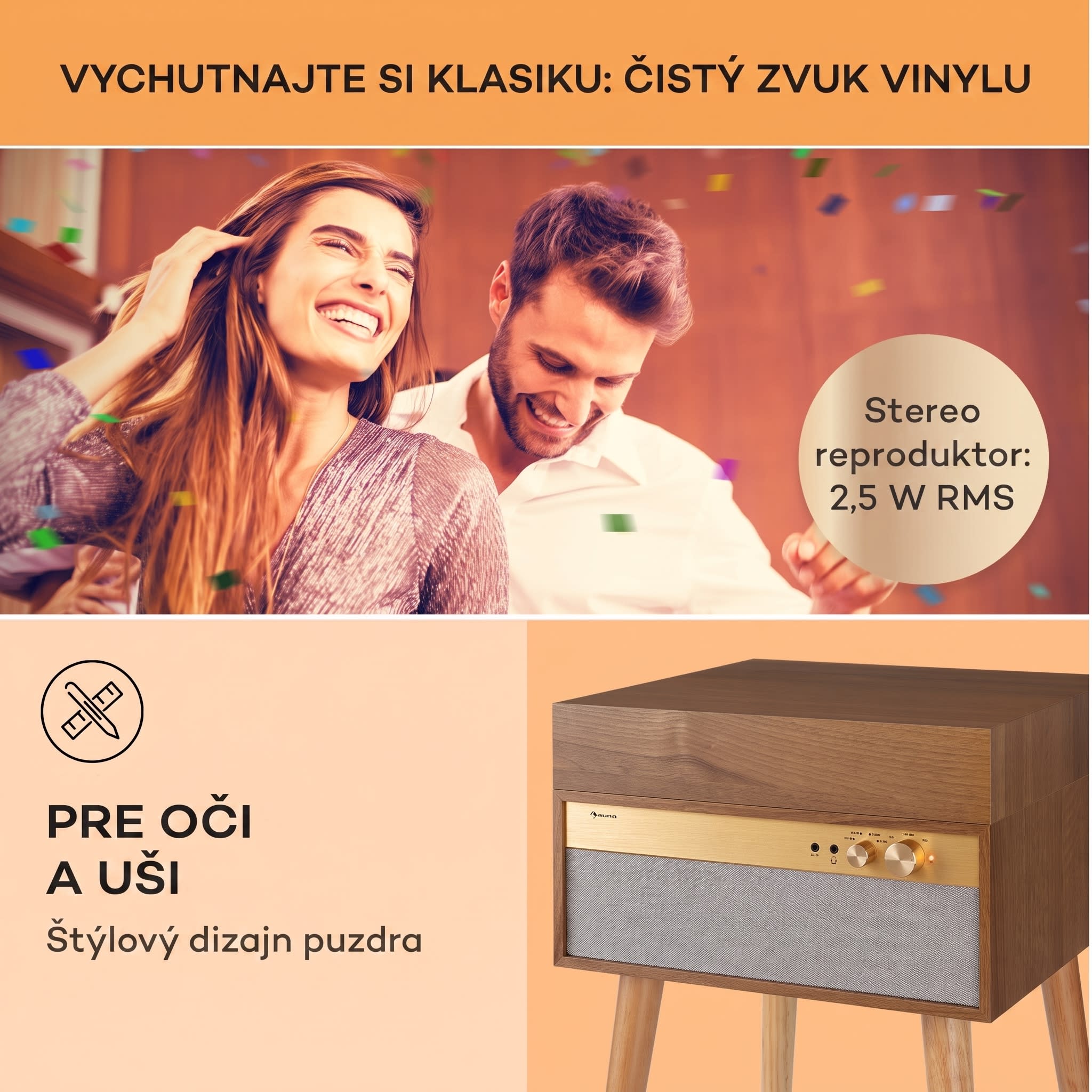 Auna Berklee TT Case, gramofónový prehrávač, remeňový pohon, 33 1/3, 45 a 78 otáčok/minútu, stereo reproduktory – Obrázok 3