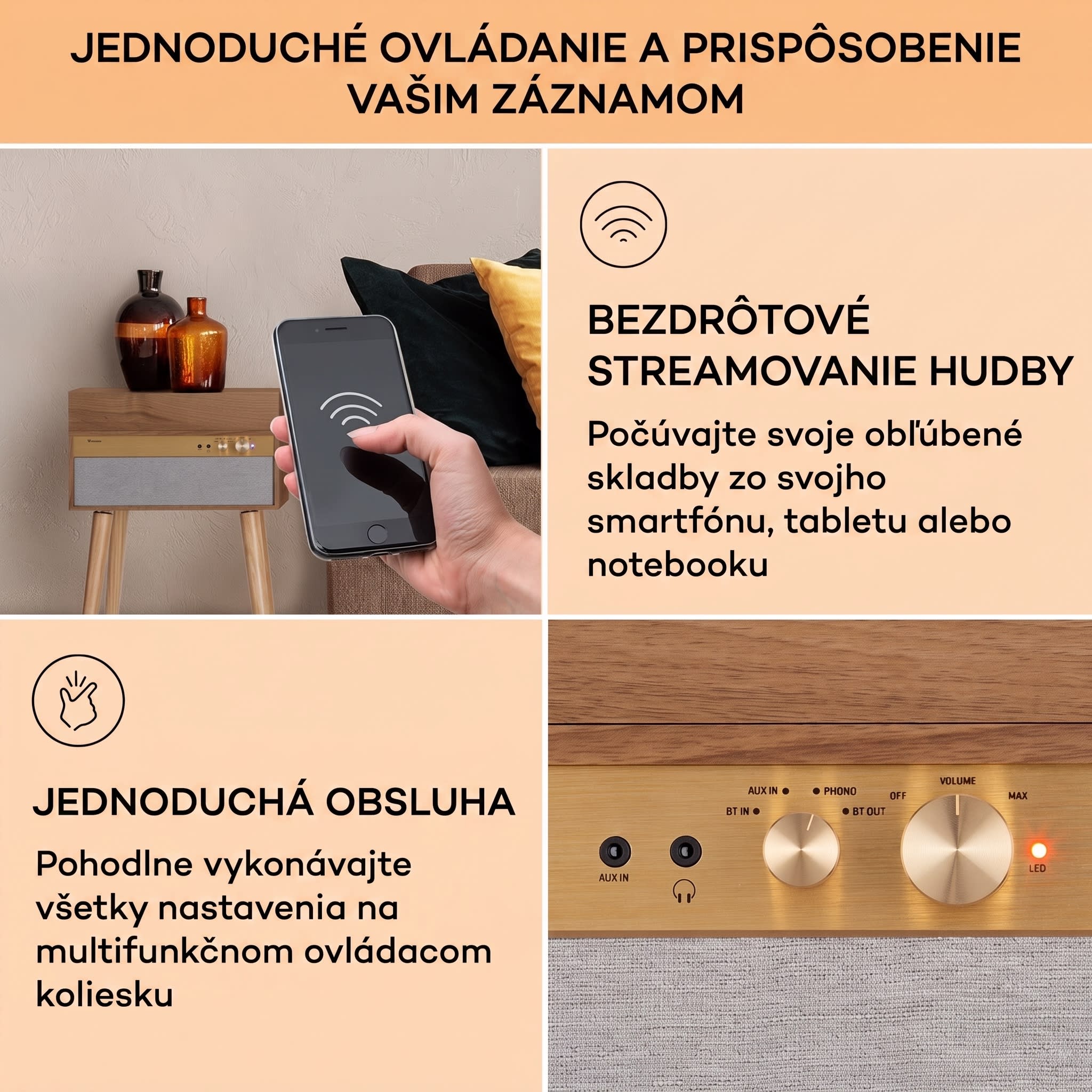 Auna Berklee TT Case, gramofónový prehrávač, remeňový pohon, 33 1/3, 45 a 78 otáčok/minútu, stereo reproduktory – Obrázok 4