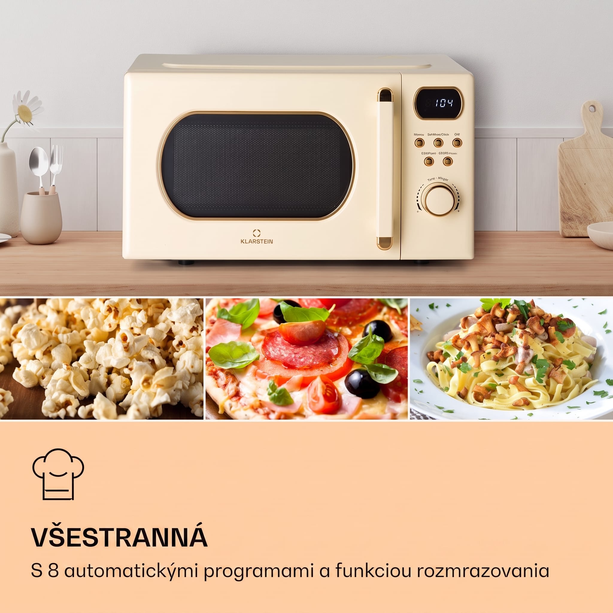 Klarstein Julieta, mikrovlnná rúra s grilom, 20 l, 700/800 W, Ø 25,5 cm, 8 programov – Obrázok 3