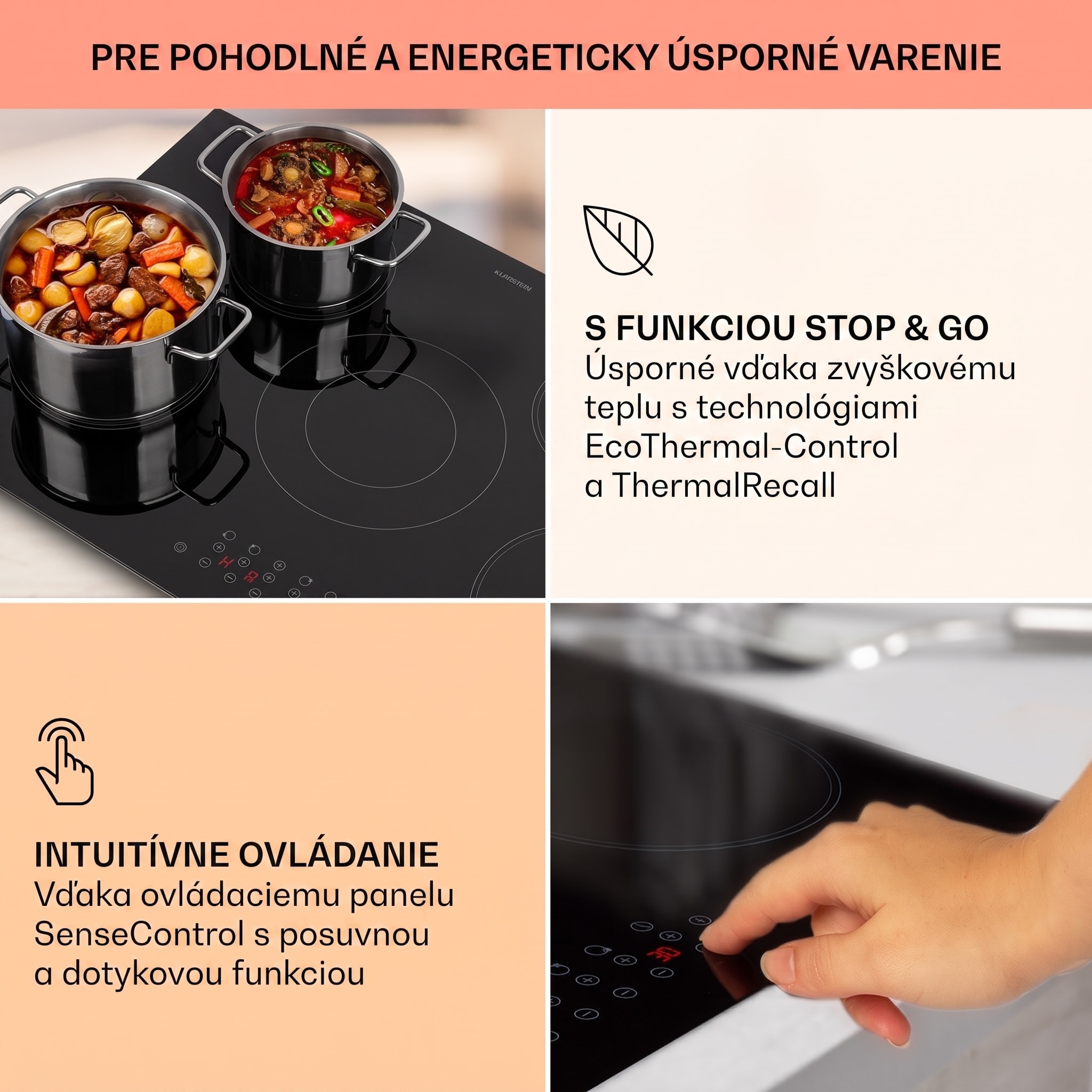 Klarstein Virtuosa 5, vstavaná varná doska, 5 zón, 8200W, sklokeramika – Obrázok 4