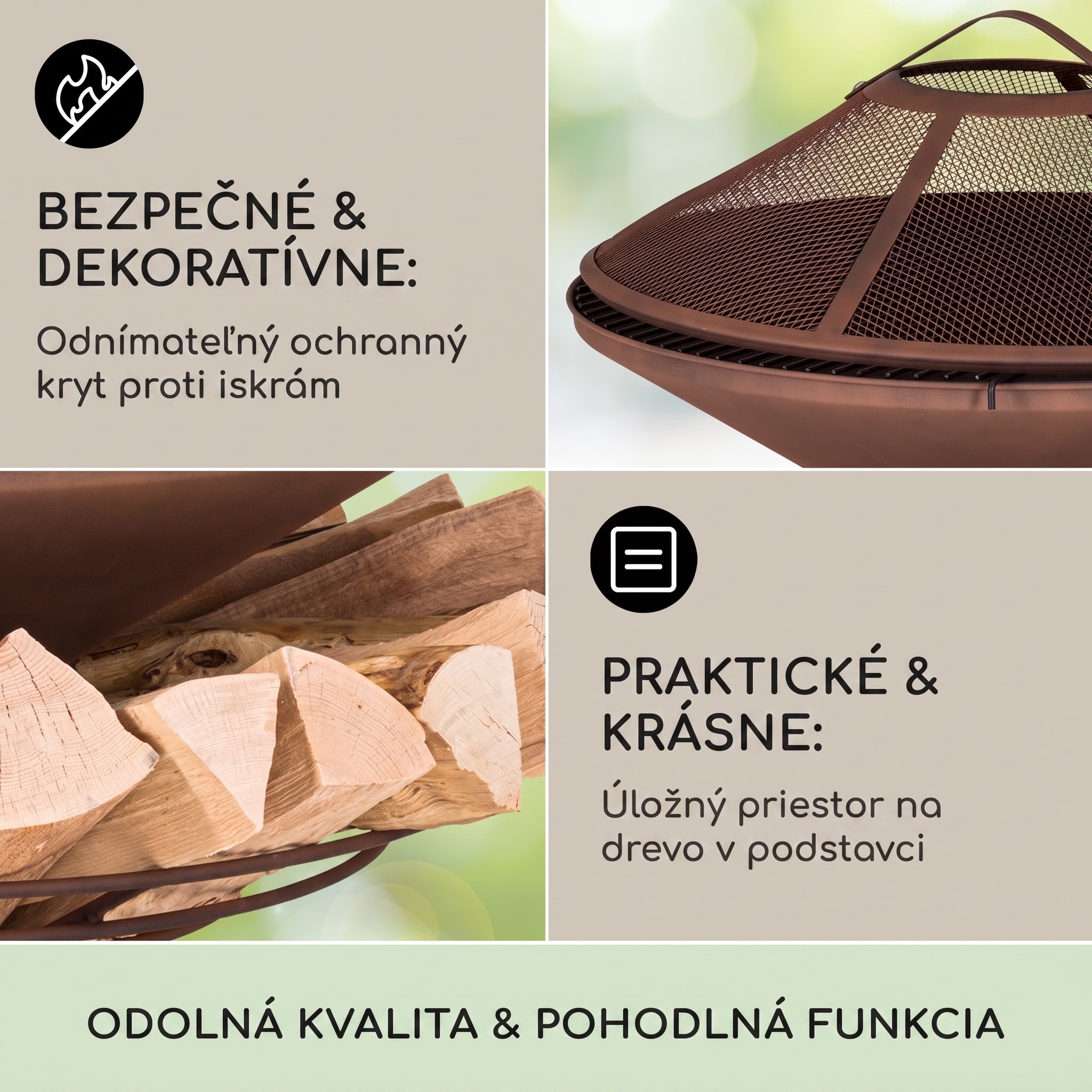Blumfeldt Aguilera, ohnisko s grilom, Ø 65 cm, úložný priestor na drevo, oceľ – Obrázok 4