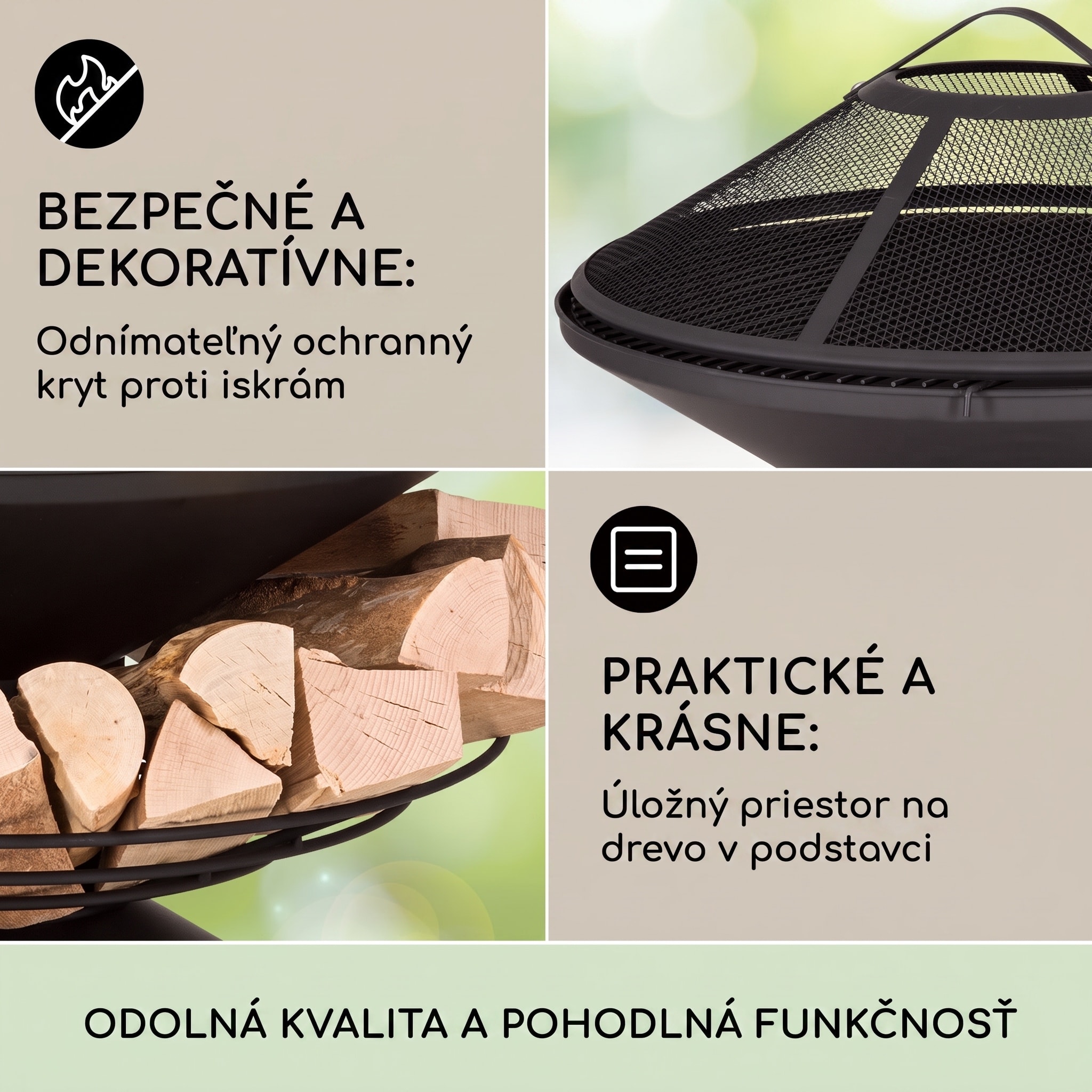 Blumfeldt Aguilera, ohnisko s grilom, Ø 65 cm, úložný priestor na drevo, oceľ – Obrázok 4