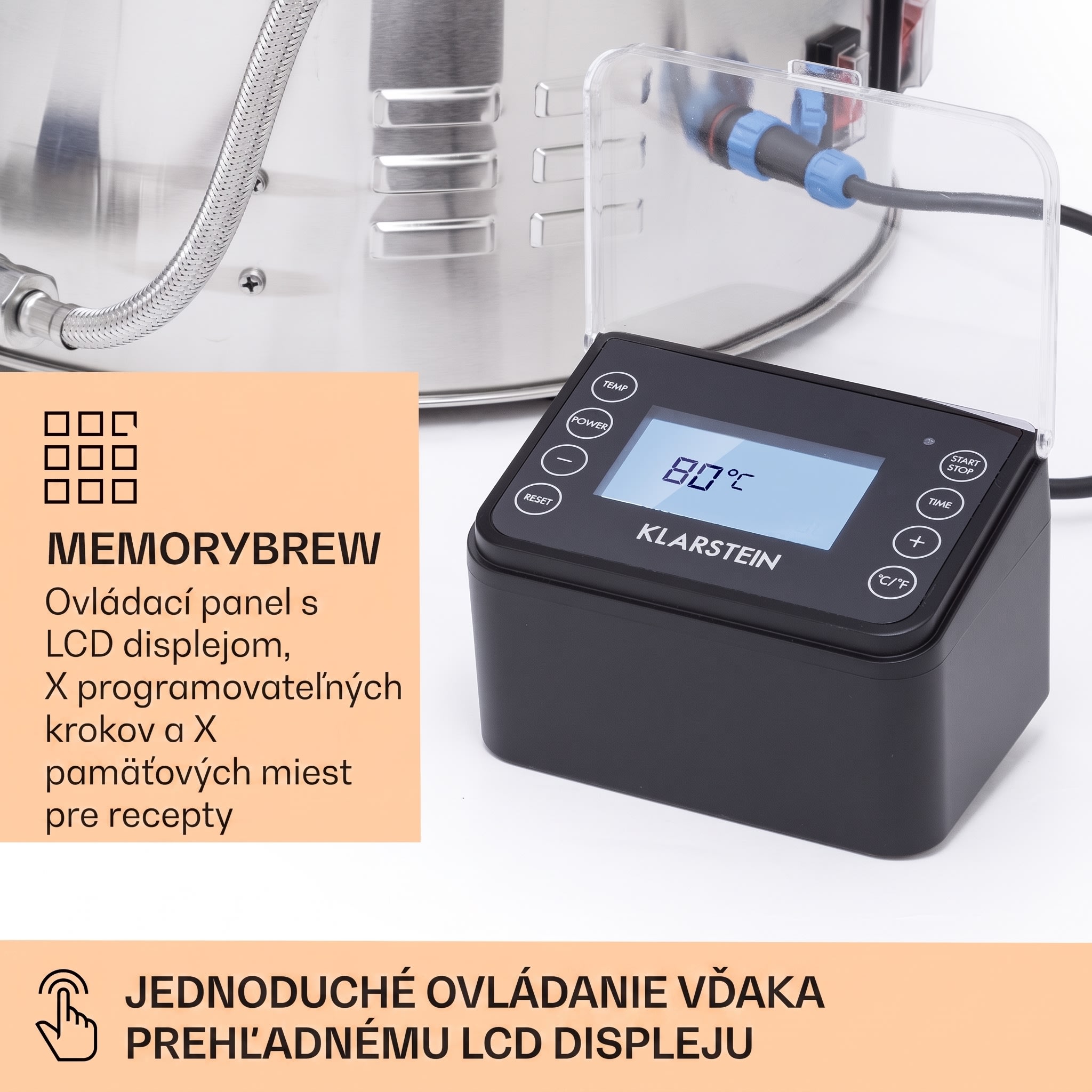 Klarstein Brauheld Smart 65, rmutovací kotol, 65 l, 2500 W, 100 °C, obehové čerpadlo, nehrdzavejúca oceľ – Obrázok 4