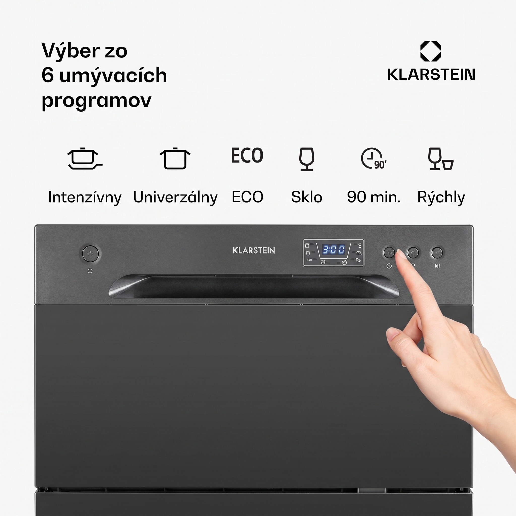 Klarstein Amazonia 6, umývačka riadu, 1380 W, na 6 súprav riadu, energet. trieda F, 49 dB, tlačidlové ovládanie – Obrázok 3