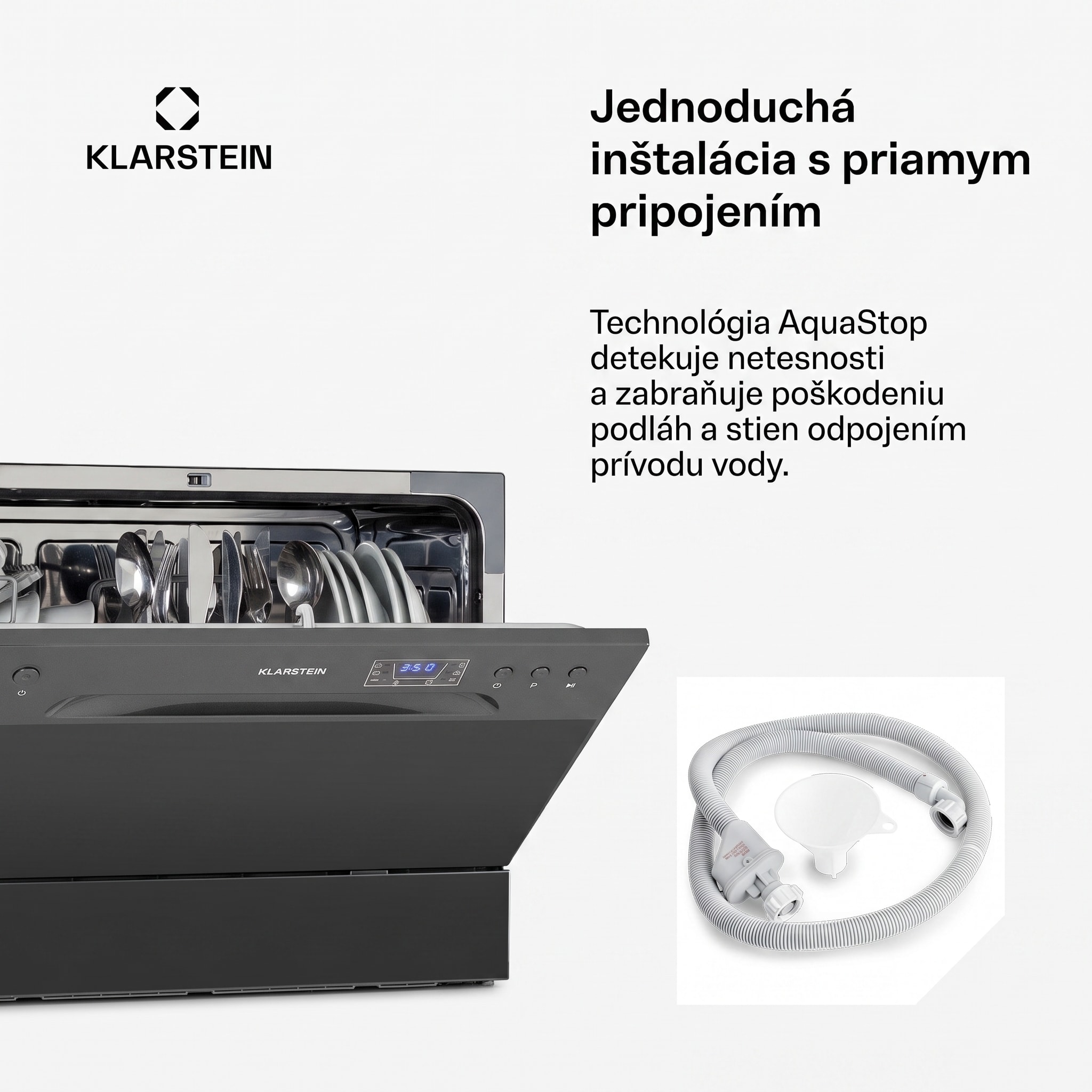 Klarstein Amazonia 6, umývačka riadu, 1380 W, na 6 súprav riadu, energet. trieda F, 49 dB, tlačidlové ovládanie – Obrázok 4