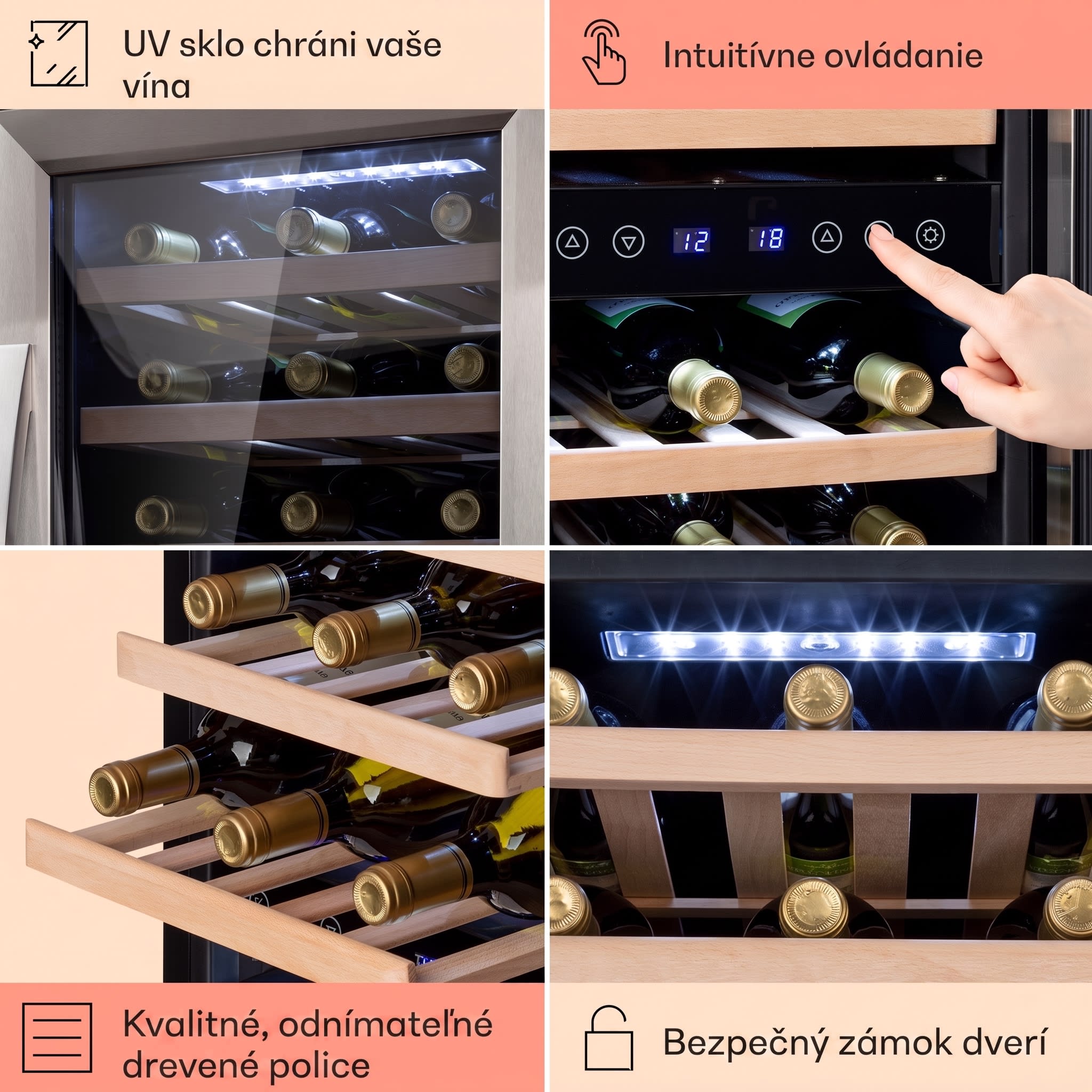 Klarstein Vinamour 33 Duo vinotéka 2 zóny 89 l / 33 fliaš 5-18°C dotykový ovládanie – Obrázok 5