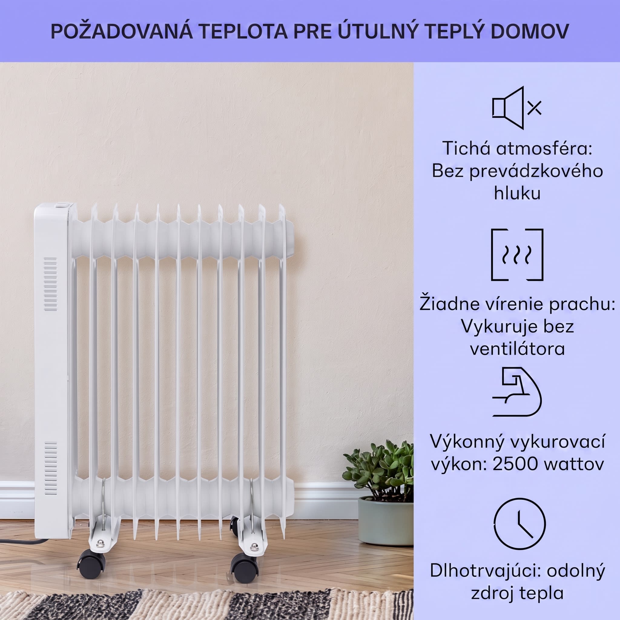 Sanford Smart, olejový radiátor, 2500 W, týždenný časovač, LED displej, dotykový panel, Klarstein aplikácia – Obrázok 2