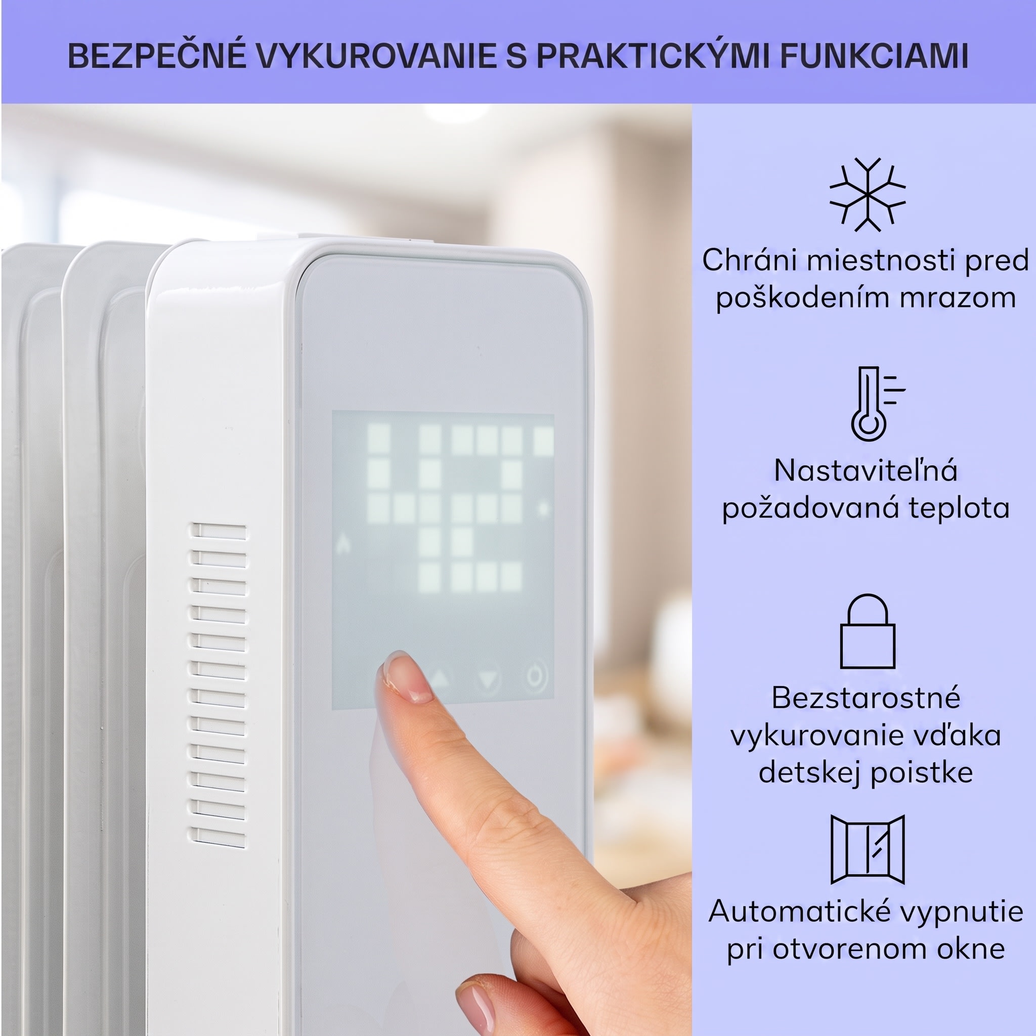 Sanford Smart, olejový radiátor, 2500 W, týždenný časovač, LED displej, dotykový panel, Klarstein aplikácia – Obrázok 4