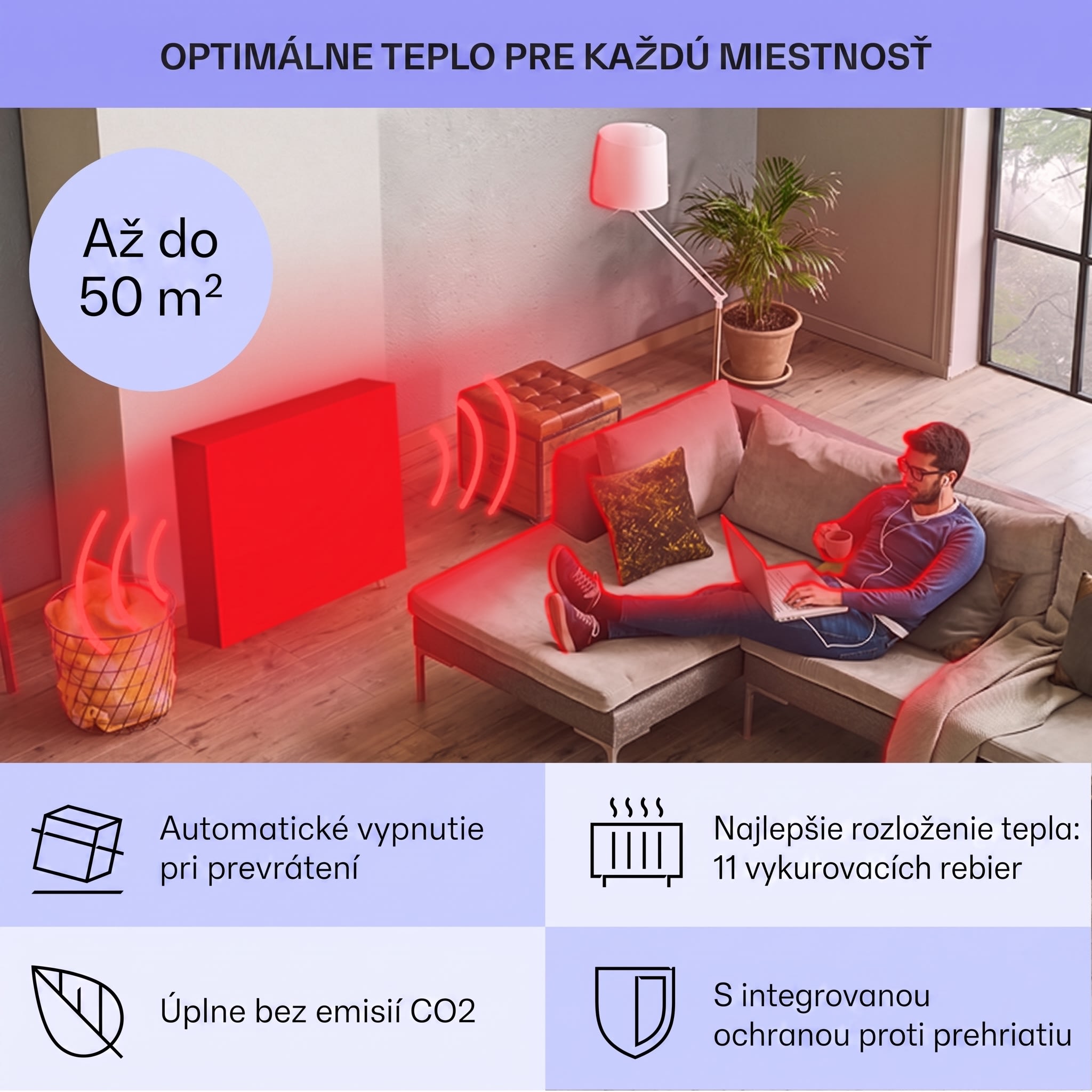 Sanford Smart, olejový radiátor, 2500 W, týždenný časovač, LED displej, dotykový panel, Klarstein aplikácia – Obrázok 5