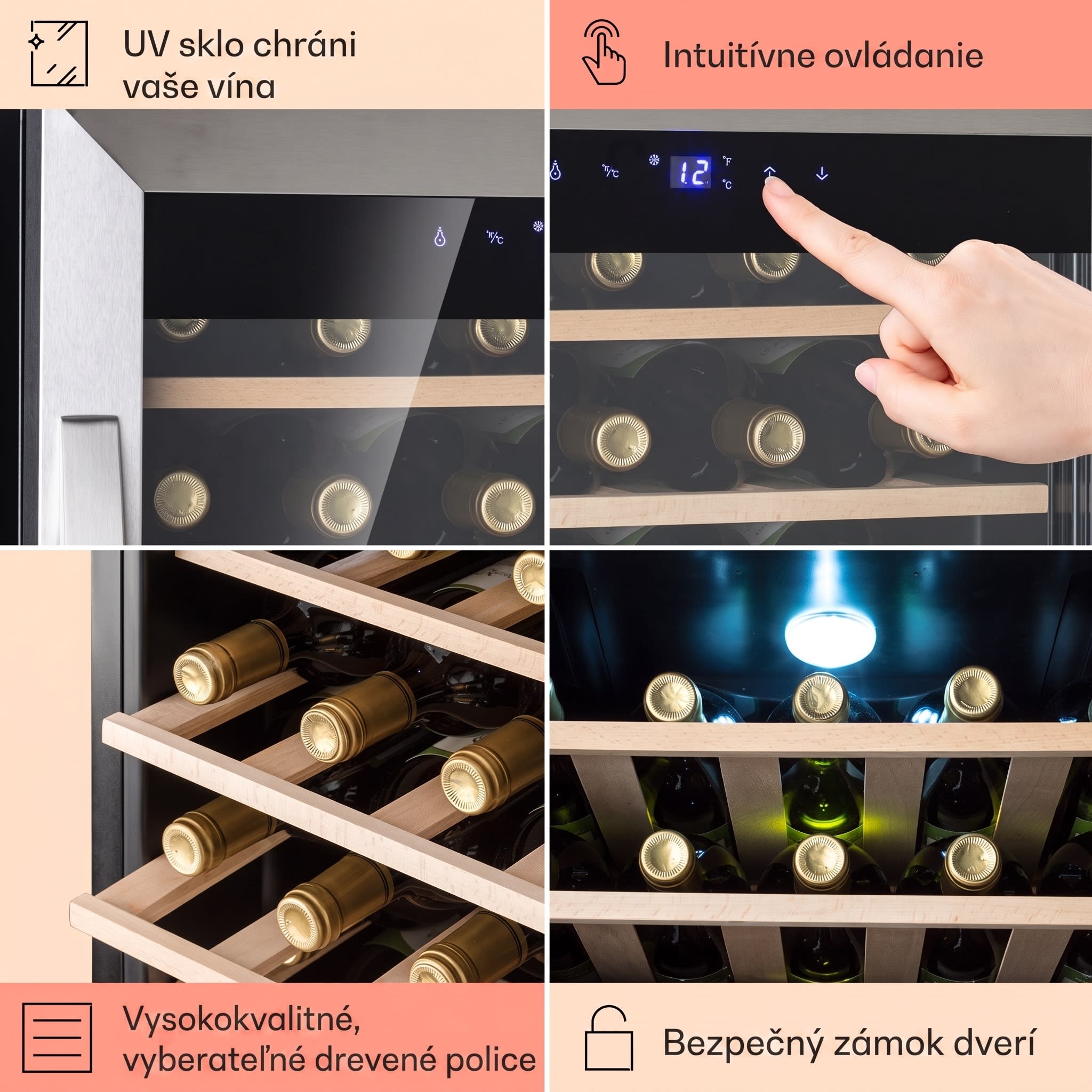 Klarstein Vinamour 32 Uno, vinotéka, 95 l, 36 fliaš, 4-18°C, 1 zóna, dotykové ovládanie – Obrázok 5