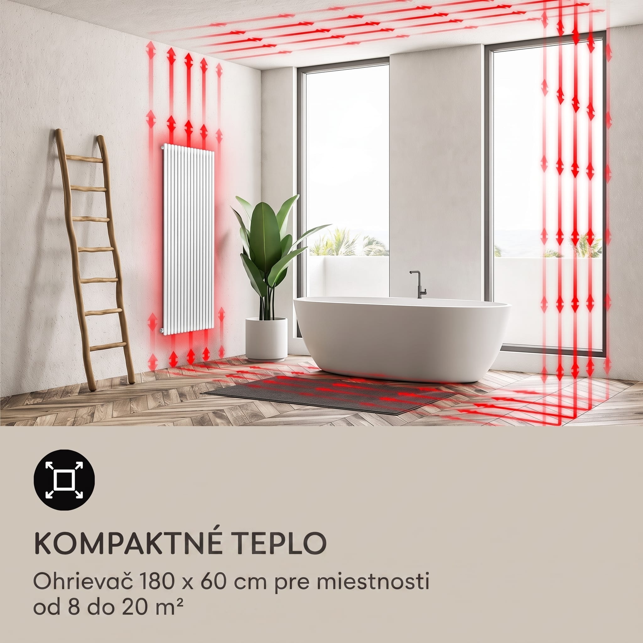 Blumfeldt Delgado, 180 x 60, radiátor, kúpeľňový radiátor, rúrkový radiátor, 1065W, teplá voda, 1/2 – Obrázok 5