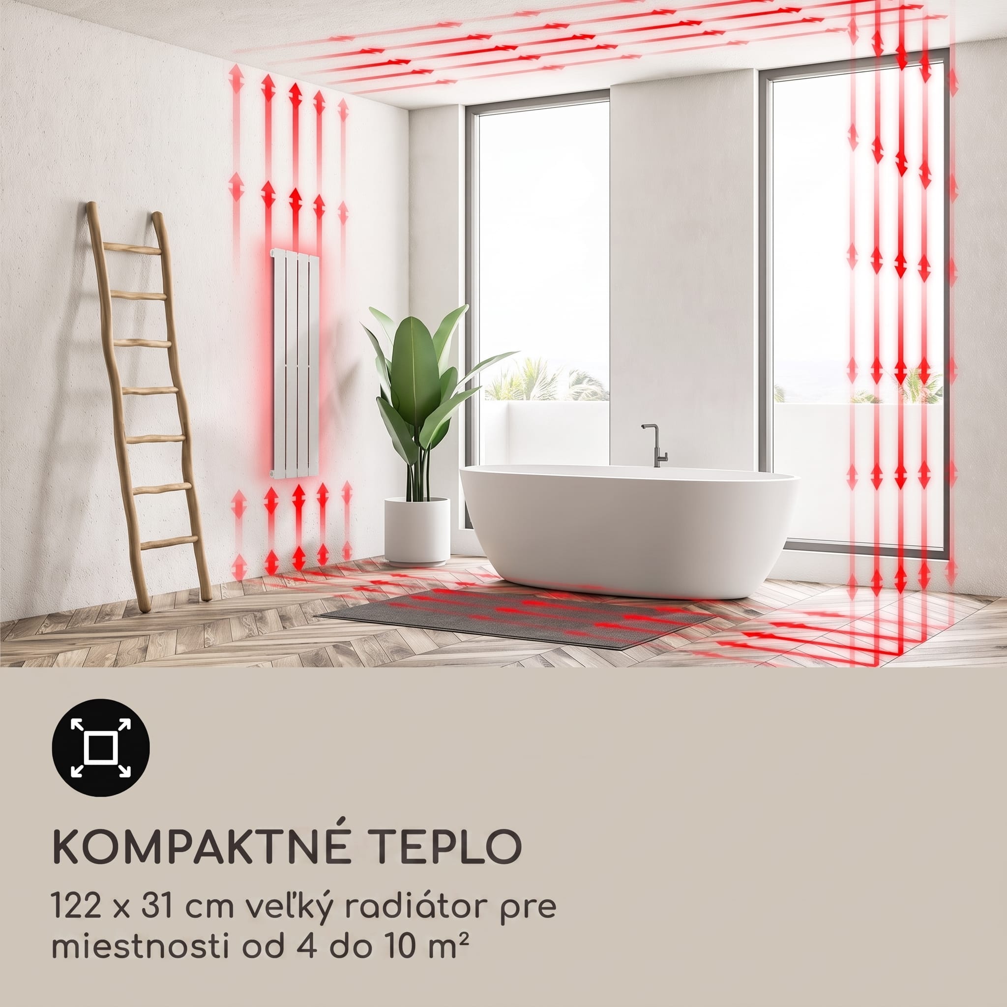Blumfeldt Ontario 120 x 30 radiátor 1/2" bočné pripojenie nástenná inštalácia 380 watt – Obrázok 5
