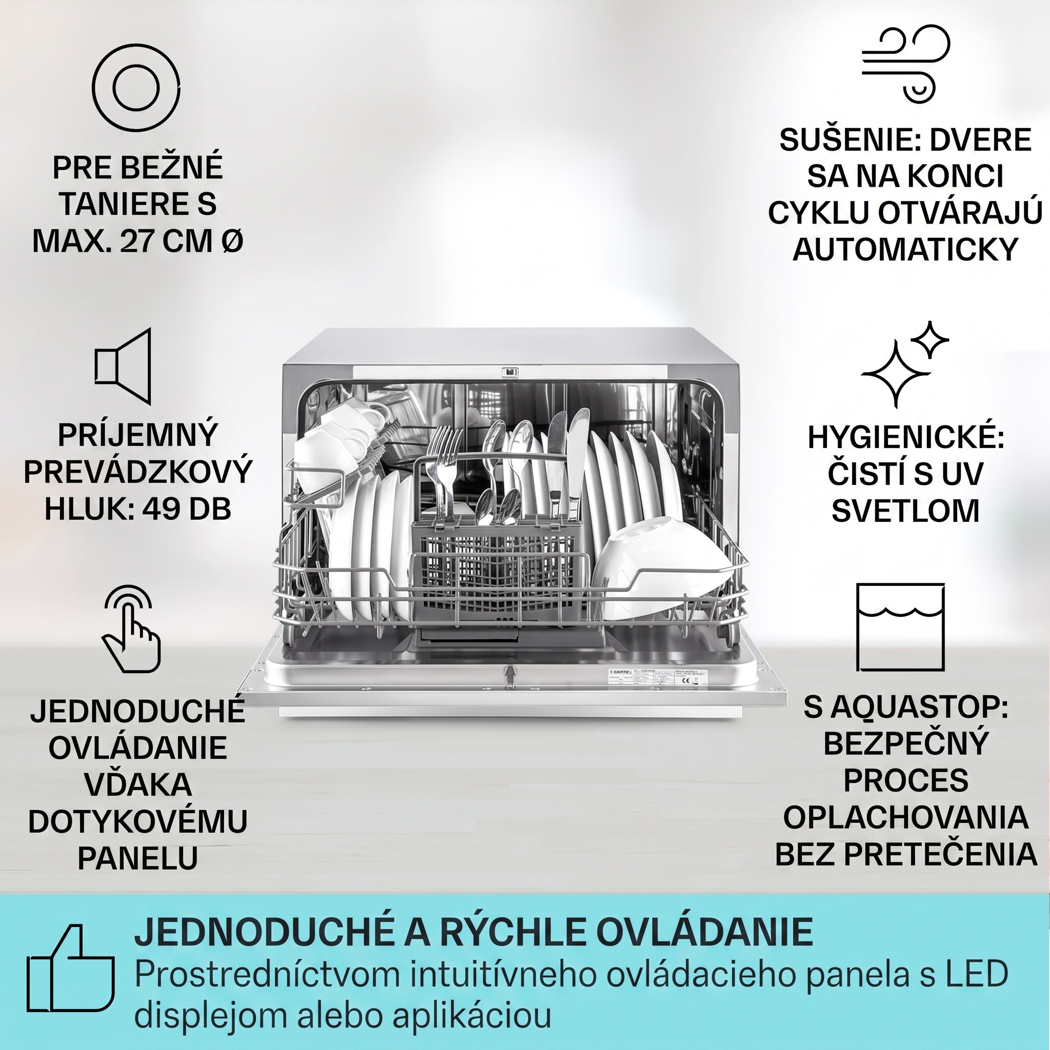 Klarstein Havasia UV 6, umývačka riadu, UV svetlo, 1380 W, voľne stojaca – Obrázok 2