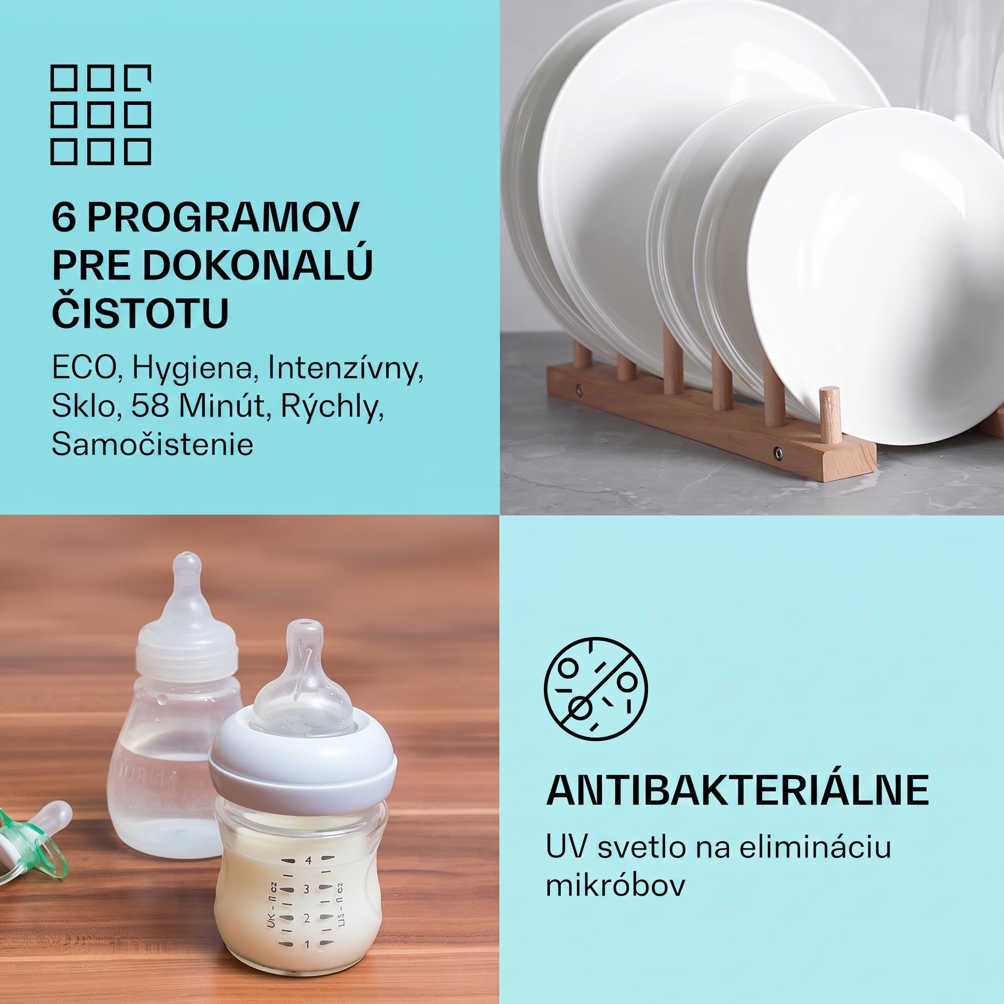 Klarstein Havasia UV 6, umývačka riadu, UV svetlo, 1380 W, voľne stojaca – Obrázok 3
